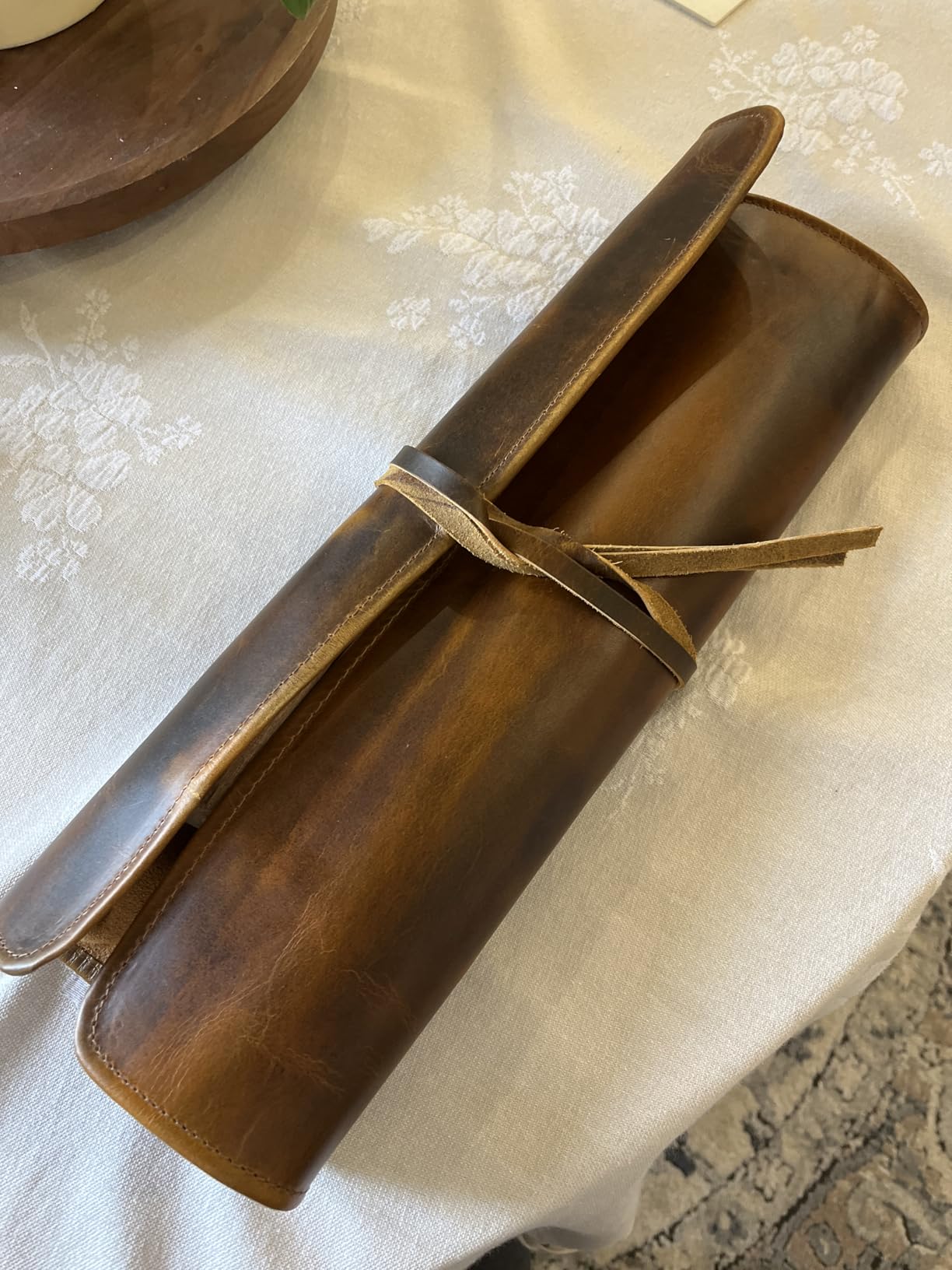 ELIZO Leather Knife Roll Bag Professional Chef Knife Case, Durable Knife Sheath Holder, Cooks & Culinary Tools Carrying Storage, Portable Knife Wrap - 4 Slots customer photo 1