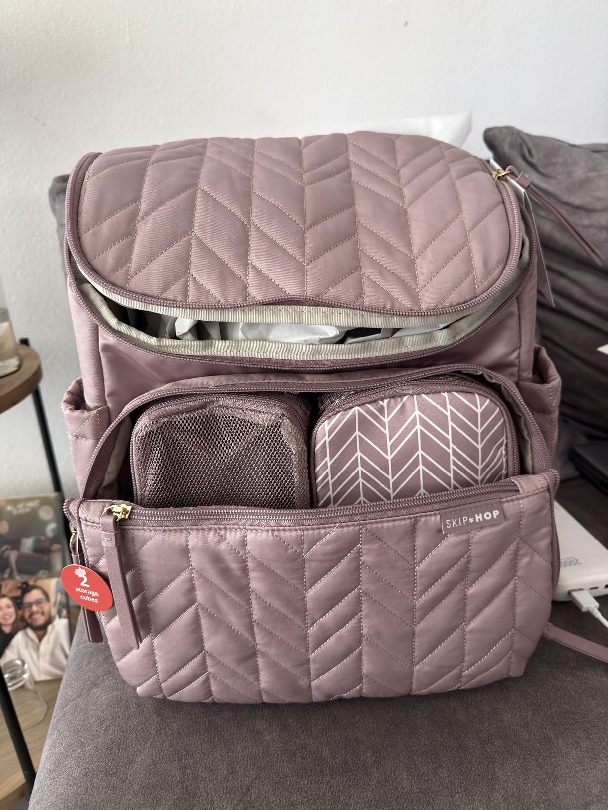 Skip Hop Diaper Bag Backpack: Forma, Multi-Function Baby Travel Bag with Changing Pad & Stroller Attachment, Sage customer photo 1