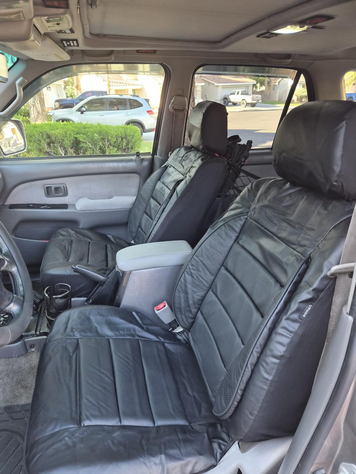 CAR PASS Leather Seat Covers Full Set Universal Water Resistant 3D Foam Back Support, Luxury Comfort Automotive 5 Seat Covers All Season Fit for SUV, Sedan, Van, Airbag Compatible Elegance (Pure Black) customer photo 1