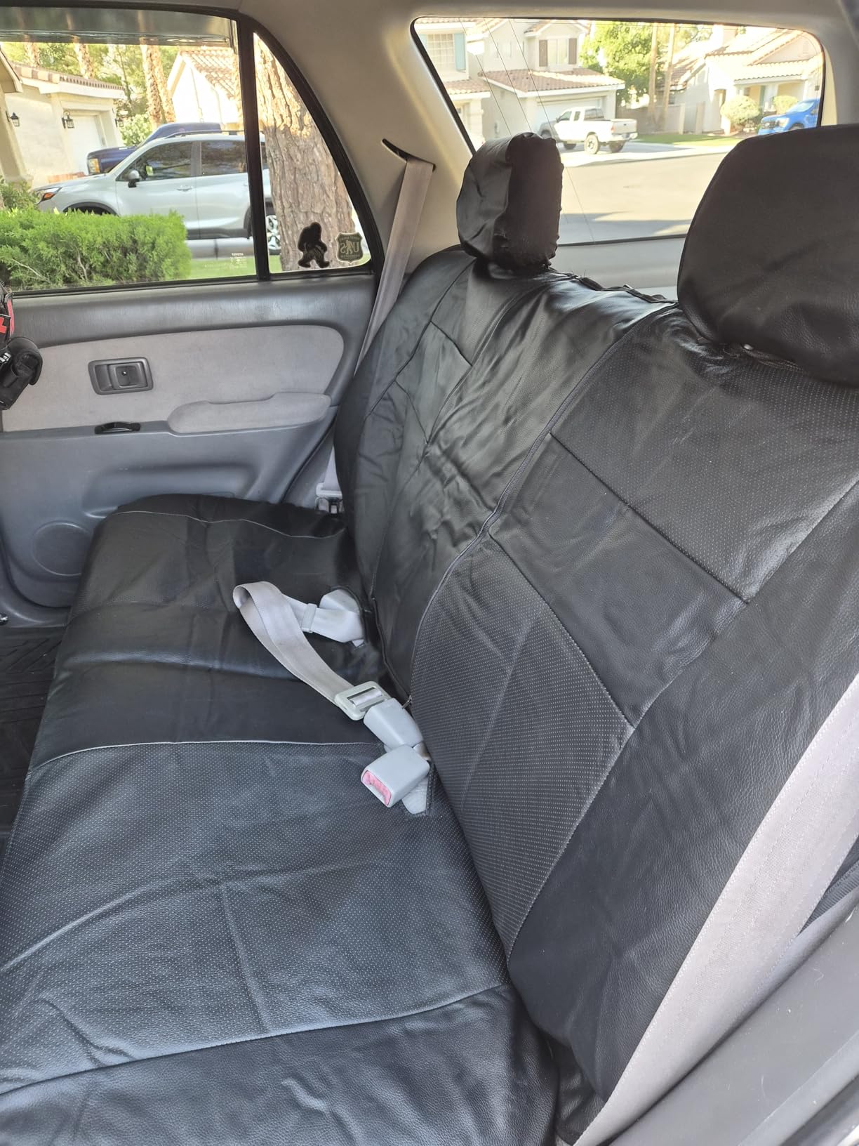 CAR PASS Leather Seat Covers Full Set Universal Water Resistant 3D Foam Back Support, Luxury Comfort Automotive 5 Seat Covers All Season Fit for SUV, Sedan, Van, Airbag Compatible Elegance (Pure Black) customer photo 2