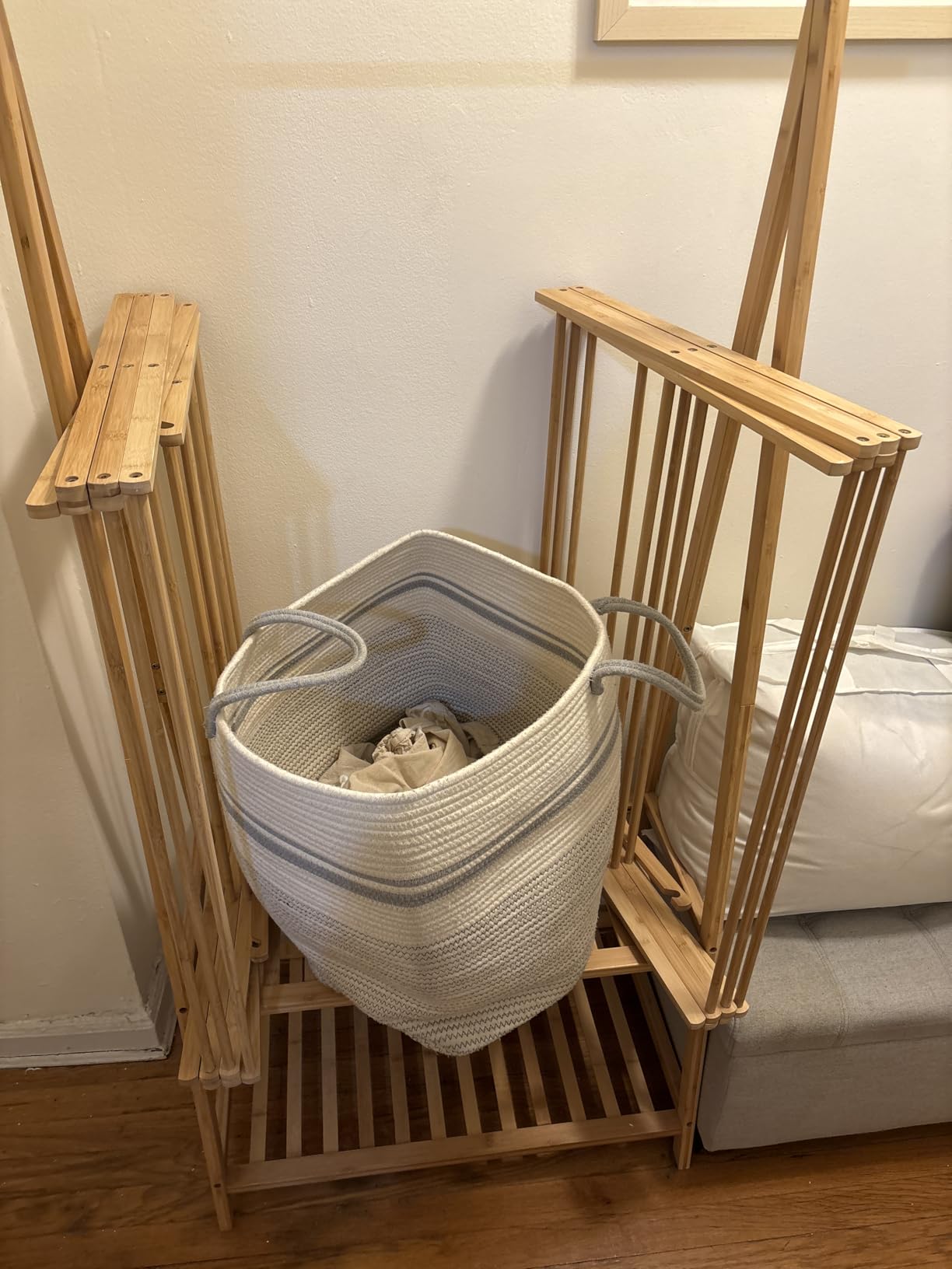 Honey-Can-Do Collapsible Bamboo Drying Rack - Sturdy & Foldable Laundry Drying Rack, Space-Saving & Portable Clothes Rack for Air-Drying Clothes, Towels, Blankets & Delicates, Indoor & Outdoor Use. customer photo 1