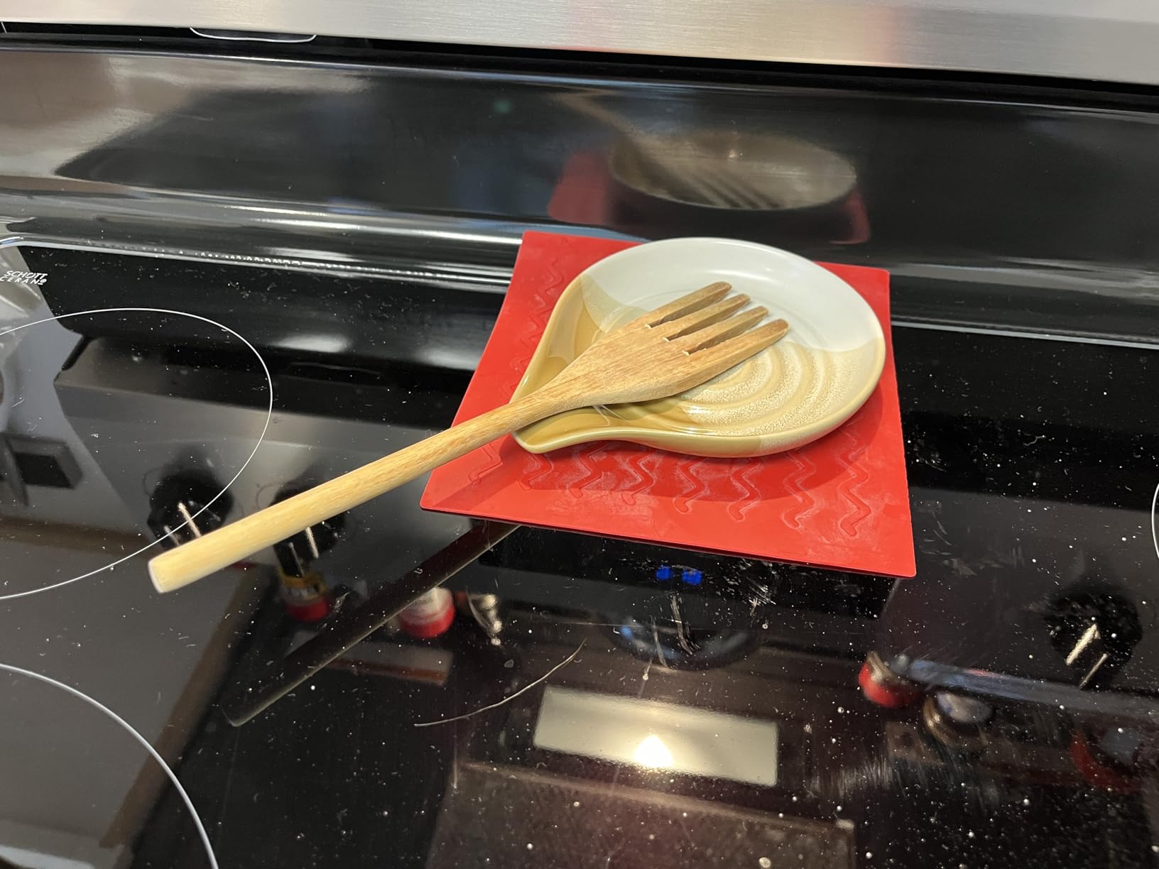 Spoon Rest, Large Ceramic Spoon Holder for Stove Top, Heat-Resistant Cooking Spoon Rest for Kitchen Counter Decor, 5 Inches (Gray) customer photo 1