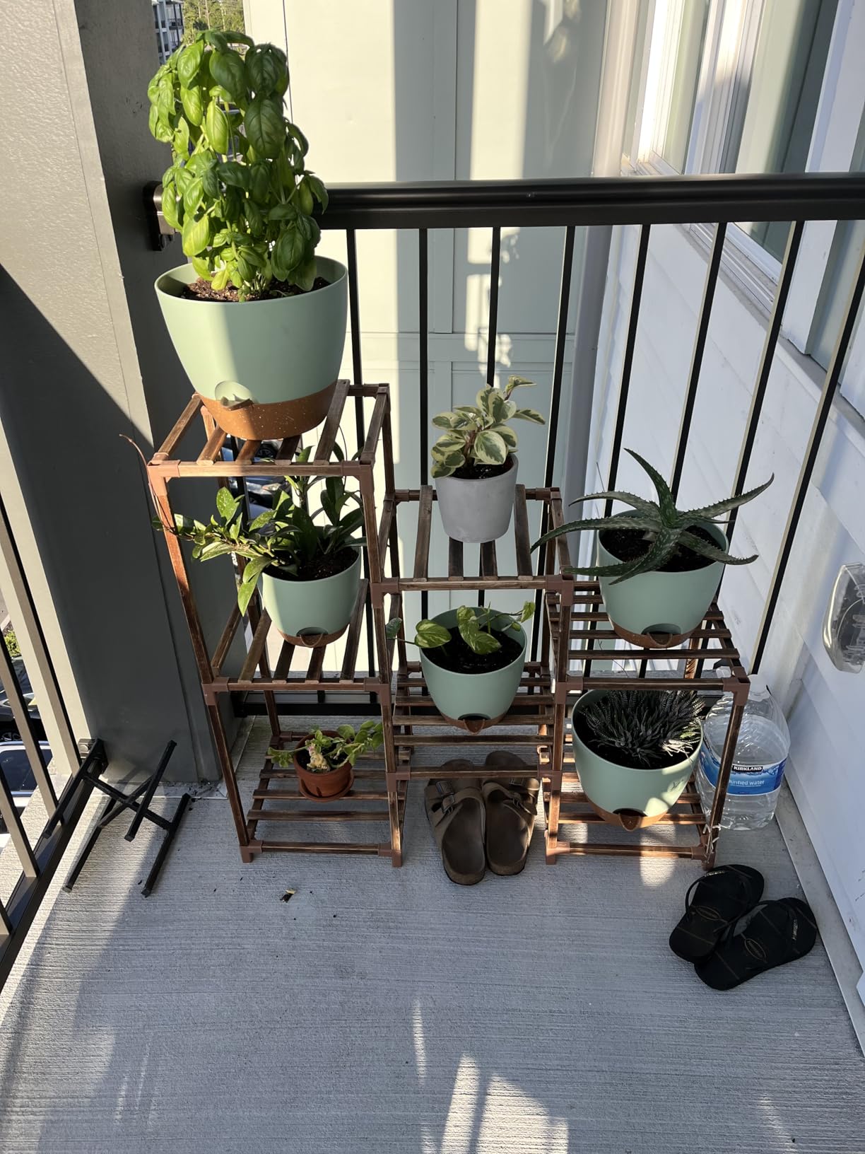 QRRICA Plant Pots 10/9/8/7.5/7 Inch Self Watering Pots, Set of 5 Plastic Planters with Drainage Holes and Saucers,Plastic Flower Pots,Nursery Planting Pot for Indoor Out Door Plants (Green) customer photo 1