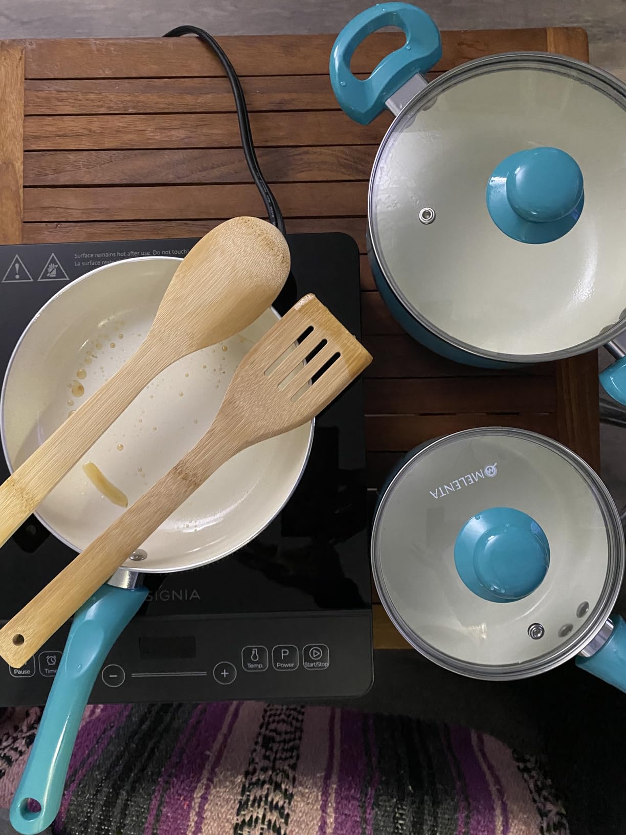 Pots and Pans Set, 7 Piece Nonstick Ceramic Cookware Set, Kitchen Induction Cookware Sets, Pots and Pans Non Stick with Stay Cool Handle, 100% PFOA Free, Turquoise customer photo 2