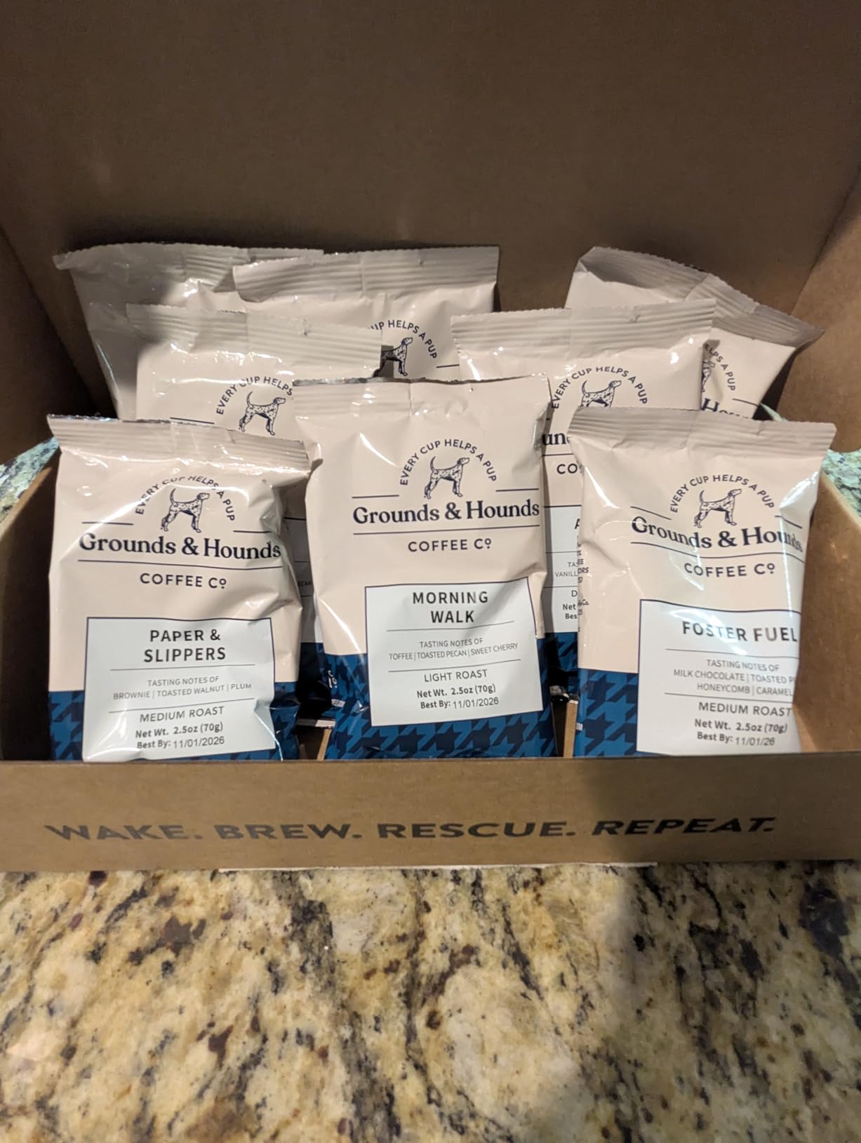 Grounds & Hounds Eight Coffee Blend Sample Kit - 100% Organic Coffee Grounds Variety Pack, Includes Eight 2.5oz Packs of Our Most Popular Blends customer photo 1