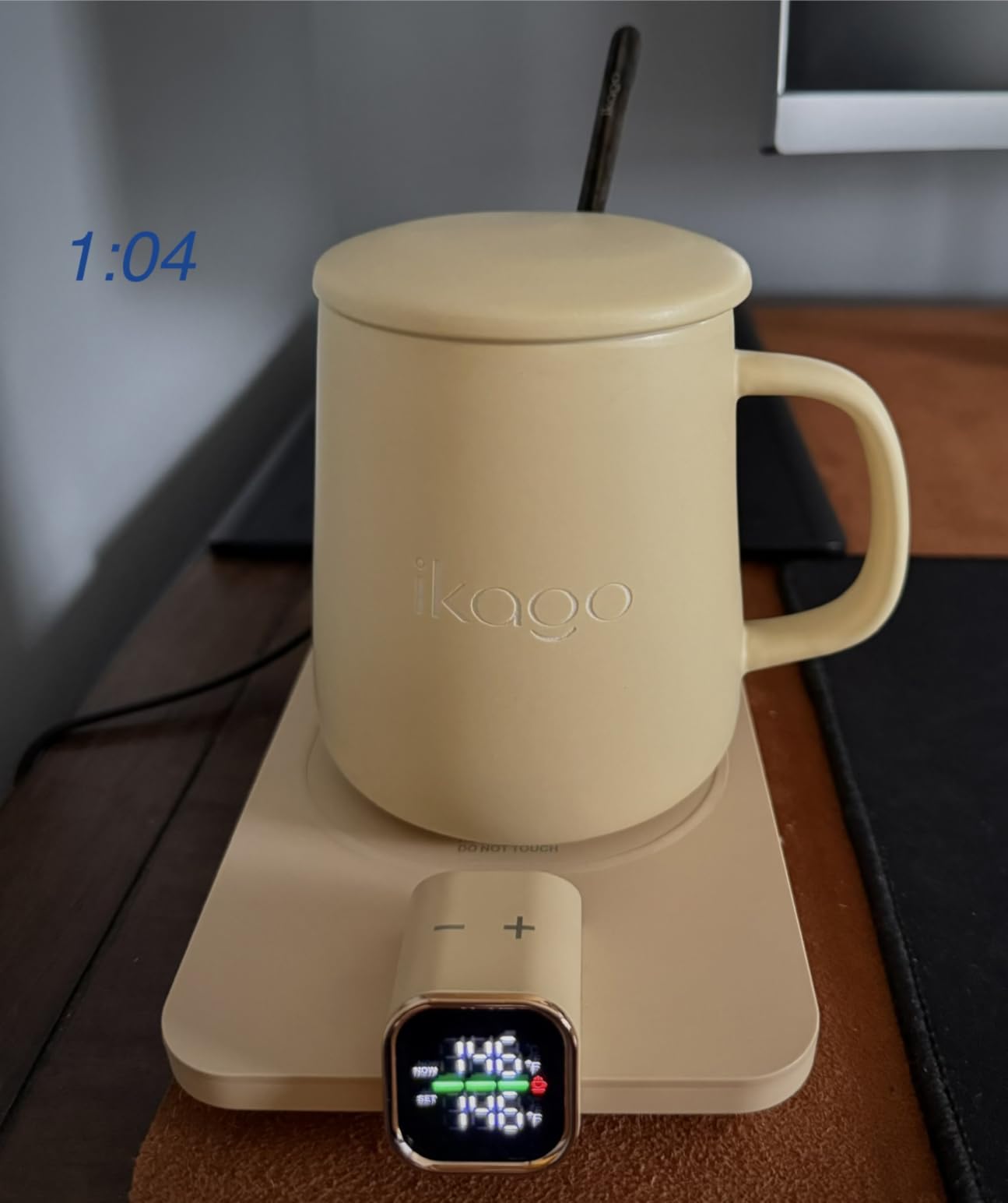 Coffee Mug Warmer & iKago Mug Set, Accurate Temperature Control Smart Heated Mug for Desk, Electric Coffee Warmer with Auto Shut Off & Real-Time Temp Display, Gifts for Men Women, 15oz Ceramic Mug customer photo 1