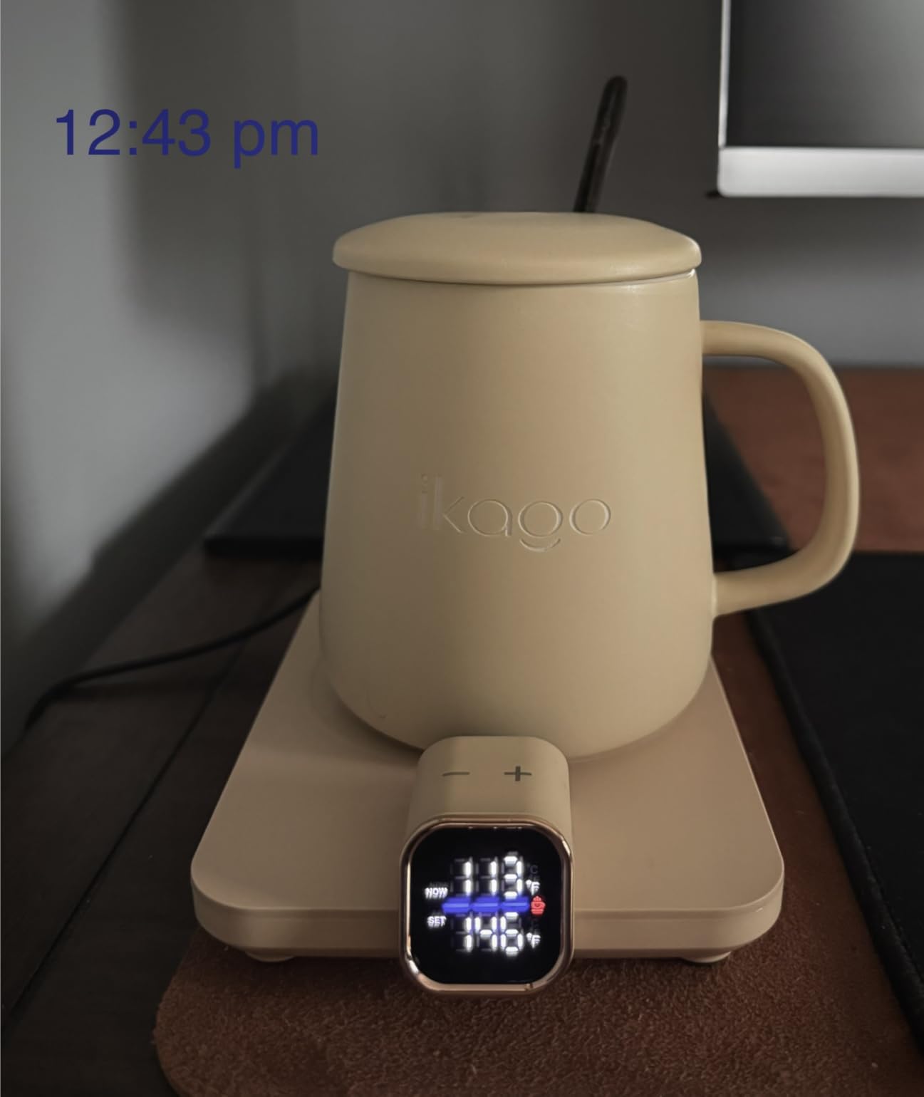 Coffee Mug Warmer & iKago Mug Set, Accurate Temperature Control Smart Heated Mug for Desk, Electric Coffee Warmer with Auto Shut Off & Real-Time Temp Display, Gifts for Men Women, 15oz Ceramic Mug customer photo 2