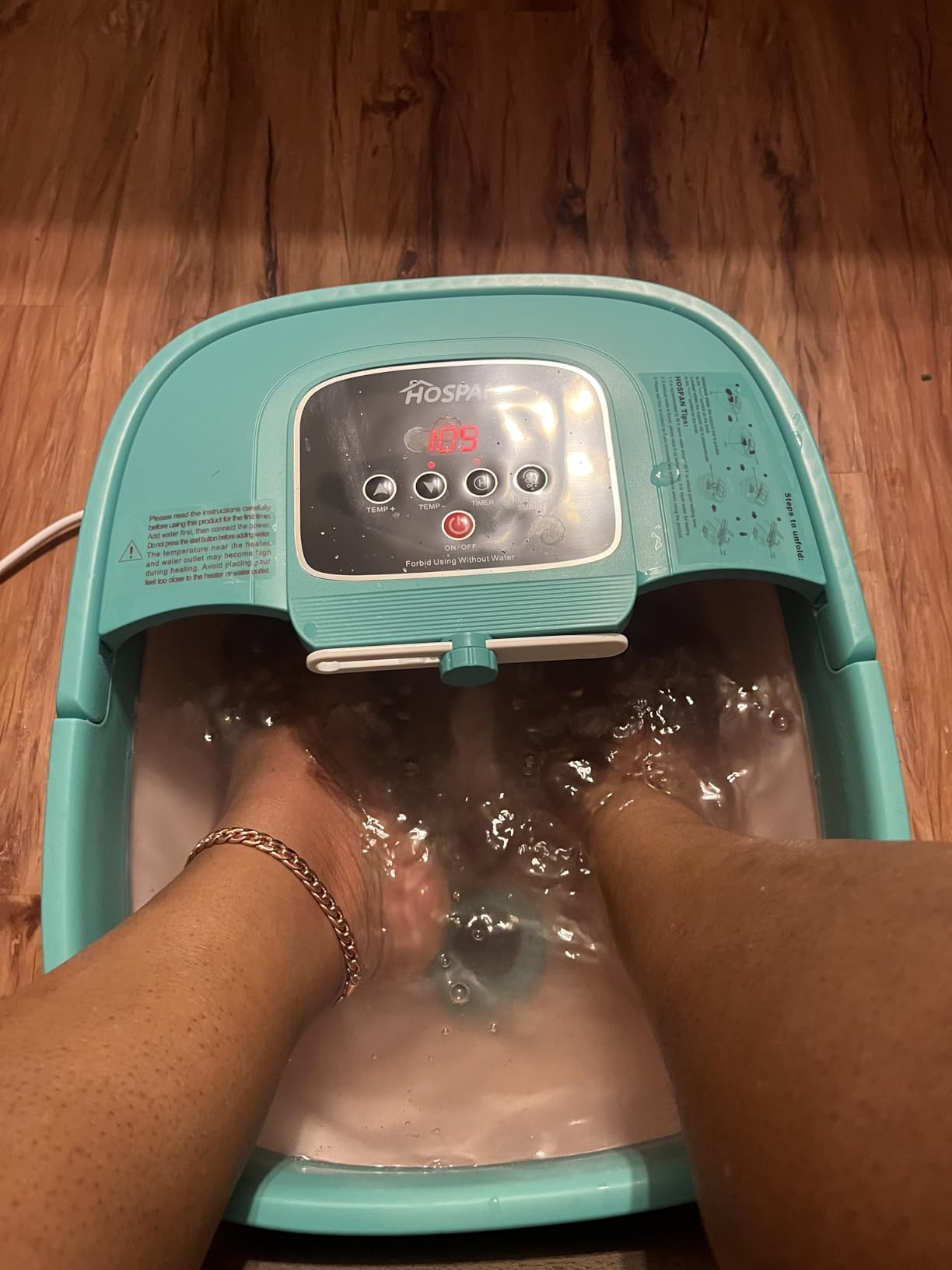 HOSPAN Collapsible Foot Spa with Heat, Bubble, Red Light, and Temperature Control, Foot Bath Massager with 8 Shiatsu Massage Rollers, Pedicure Foot Spa for Relaxation - FS01A customer photo 1