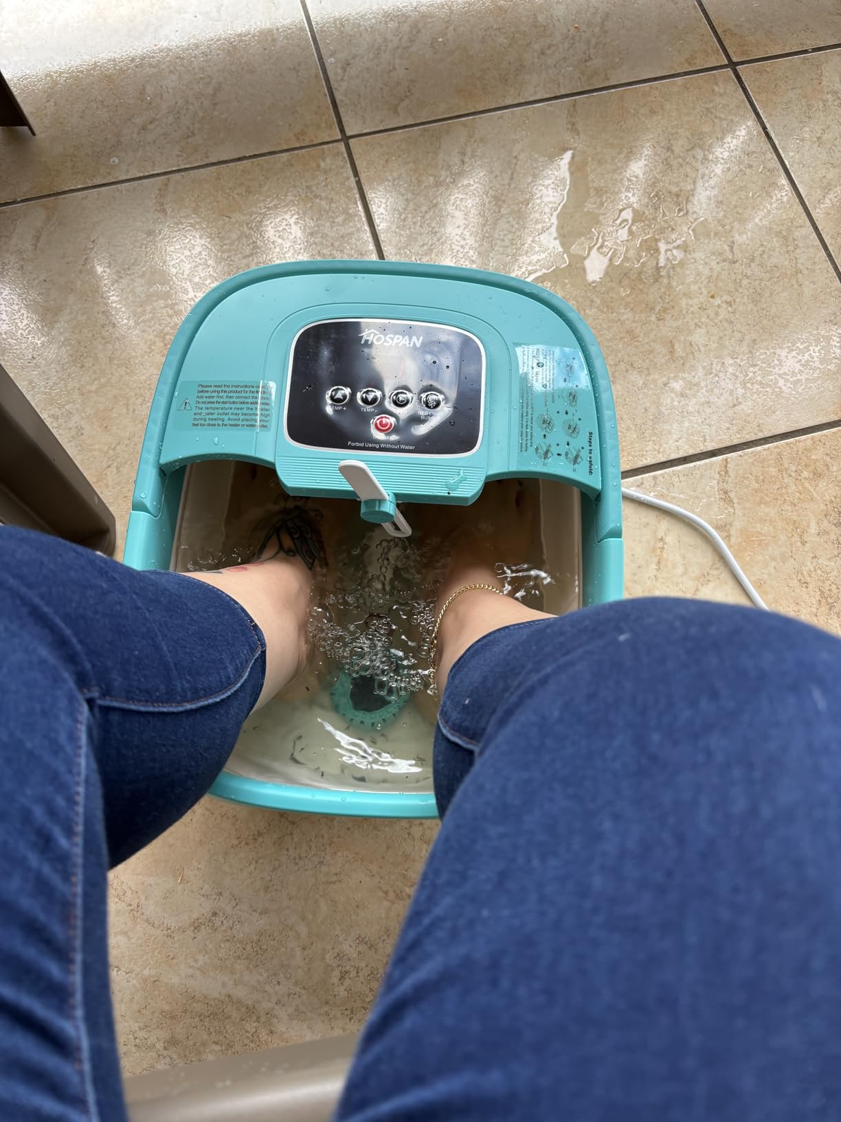 HOSPAN Collapsible Foot Spa with Heat, Bubble, Red Light, and Temperature Control, Foot Bath Massager with 8 Shiatsu Massage Rollers, Pedicure Foot Spa for Relaxation - FS01A customer photo 2