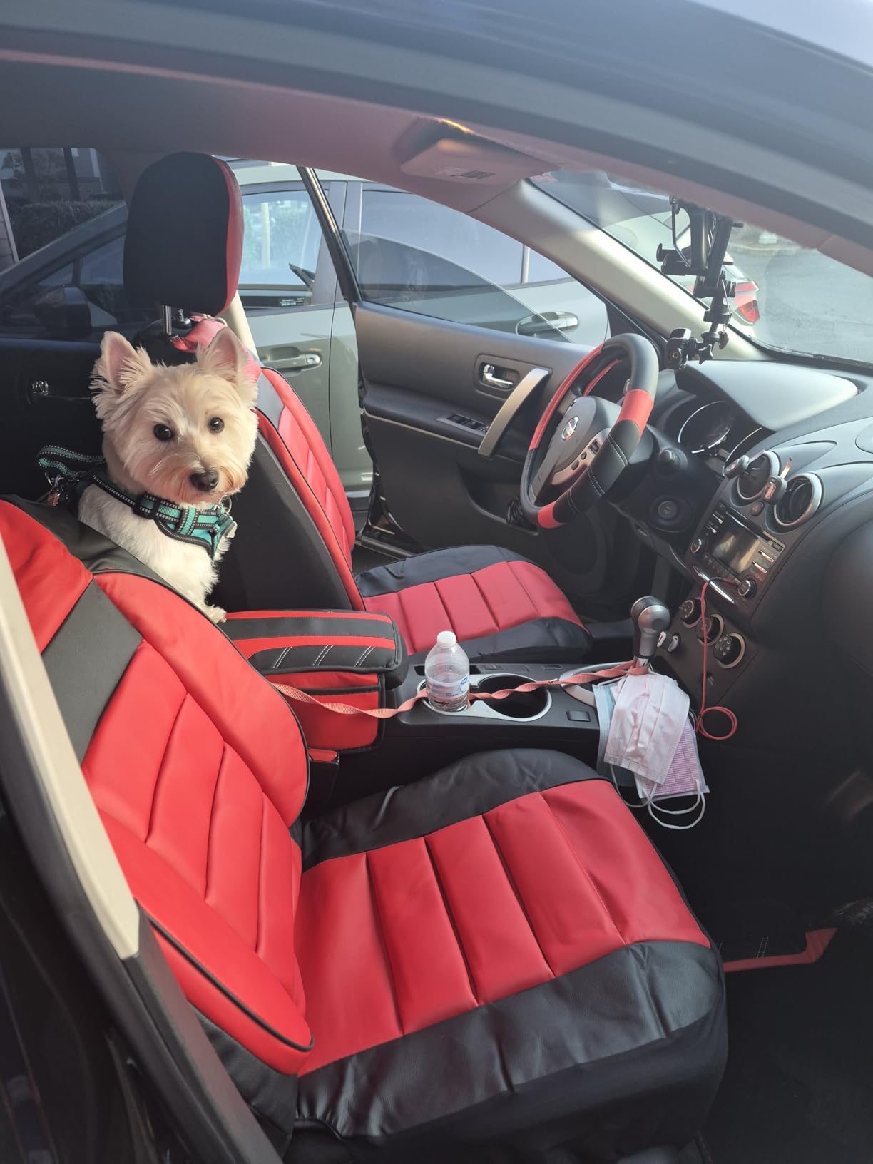 CAR PASS Faux Leather Car Seat Covers Front Seats Only, 3D Foam Support Car Seat Covers, Universal fit for Trucks Vans SUVs Sedans Automotive Comfortable, Airbag Compatible 2 Pieces Front Solid Black customer photo 1