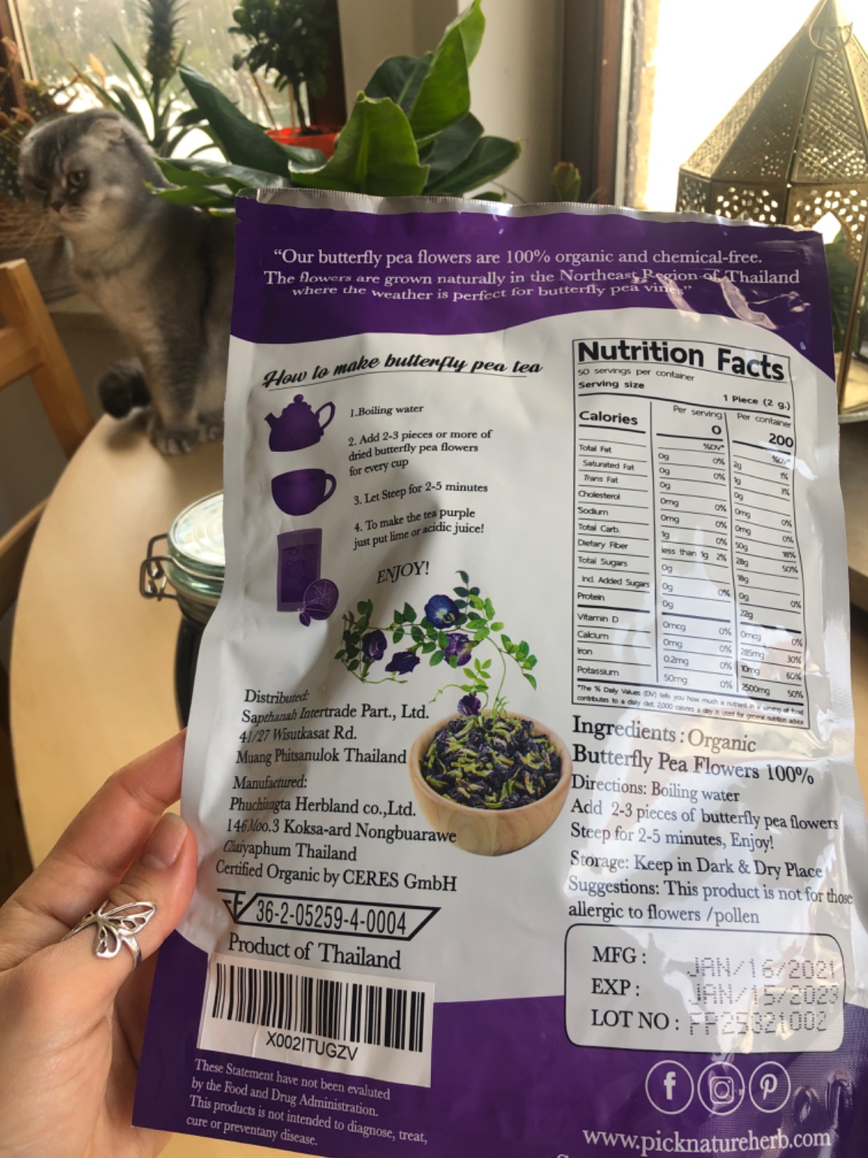 PICKNATURE Butterfly Pea Flower Tea Loose Leaf Freshly Picked from Thailand | Mini Pack (100+ Cups) | Herbal Blue Tea Gifts | USDA Organic customer photo 1