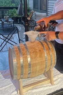 2.5 Gallon Oak Barrel (Distillery Series - Steel Hoops, Unvarnished) with Wood Stand, Bung & Spigot - Charred Oak Bourbon Whiskey Aging Barrel For The Home Brewer, Distiller, Wine Maker (10 Liter) customer photo 2