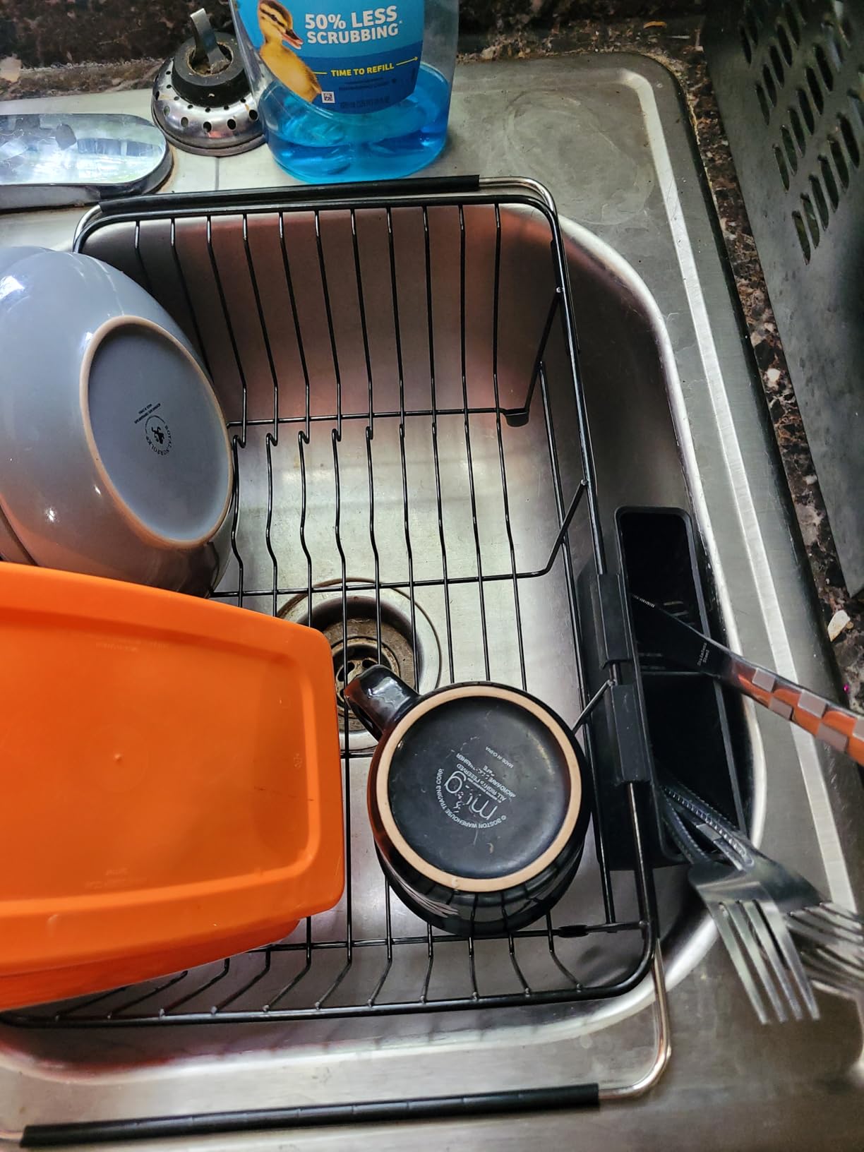 JASIWAY Dish Drying Rack in Sink, Expandable Stainless Steel Dish Drainers for Kitchen Counter, Dish Dryer Rack for Inside Sink, Over The Sink Dish Racks with Utensil Holder, Silver customer photo 2