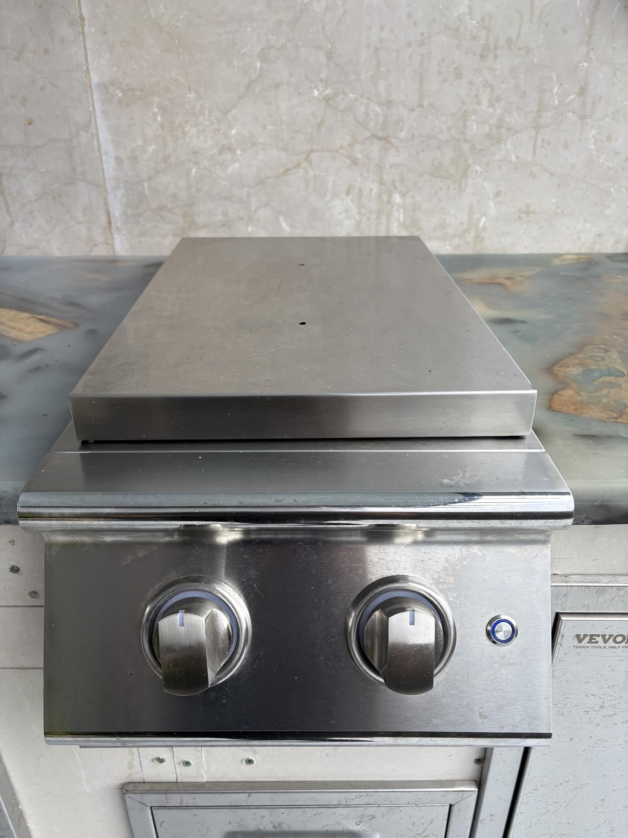 Double Grilling Side Burners for Outdoor Kitchen, 2 * 15,000BTU Liquid Propane Burners, Duty Heavy 304 Stainless Steel, Built-in Side Burner for BBQ Island Grill, with Natural Gas Kit customer photo 1