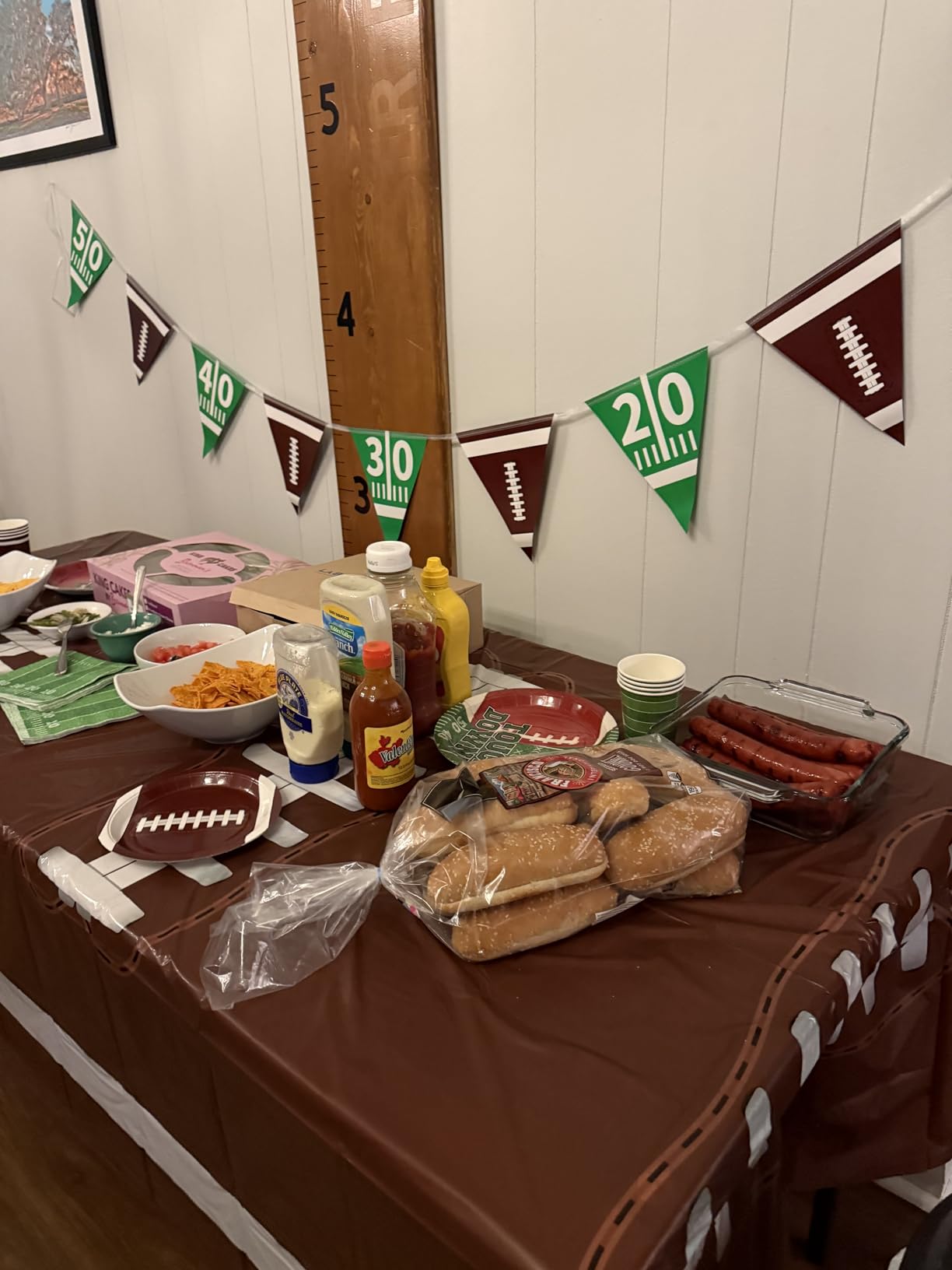 Gatherfun Football Party Supplies Kit Serve 24,Includes Dinner Plates, Dessert Napkins, Cups,Banner and Touchdown Tablecloth for Birthday Gameday Tailgate Decorations, Green customer photo 1