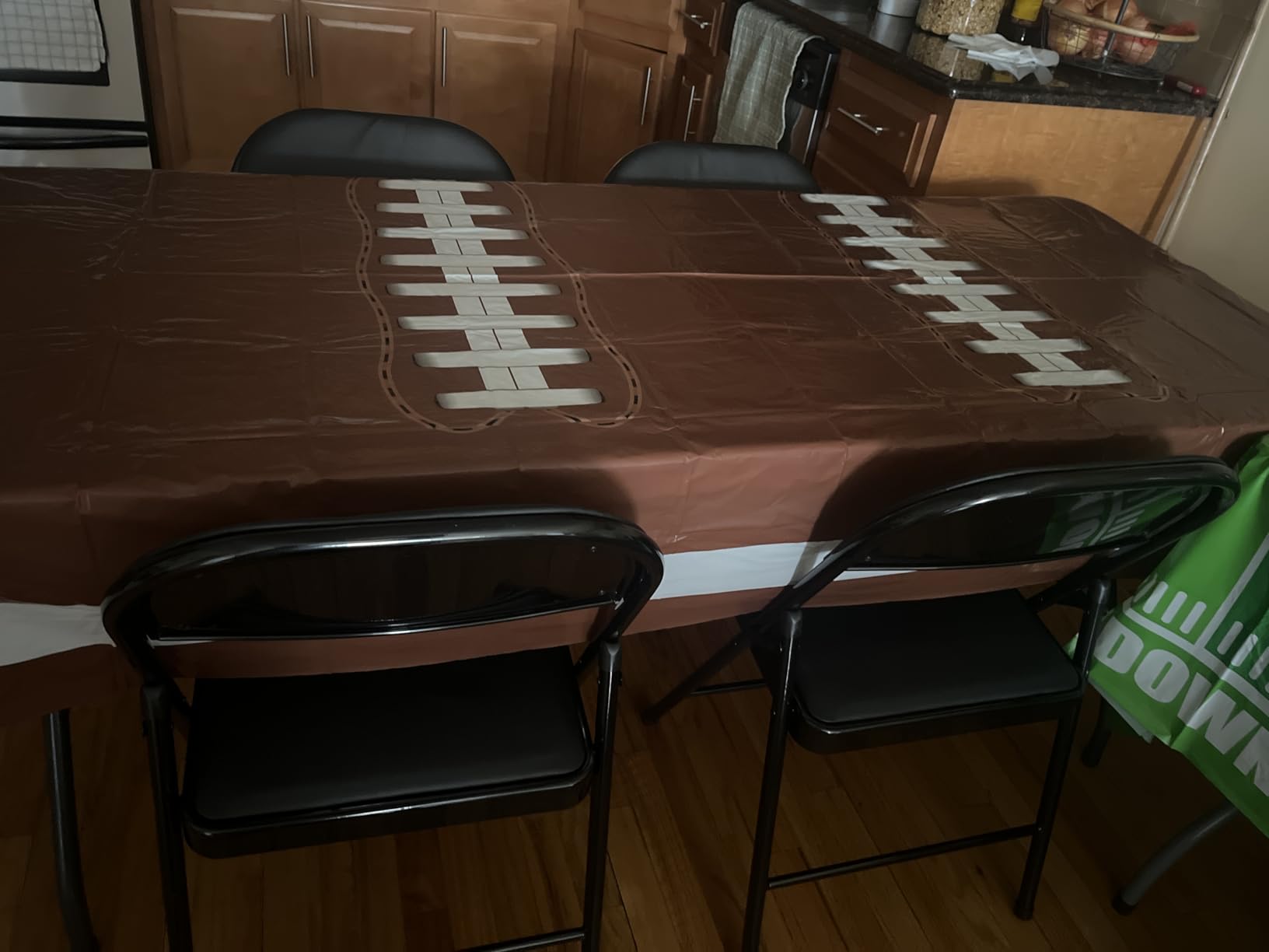 Gatherfun Football Party Supplies Kit Serve 24,Includes Dinner Plates, Dessert Napkins, Cups,Banner and Touchdown Tablecloth for Birthday Gameday Tailgate Decorations, Green customer photo 2