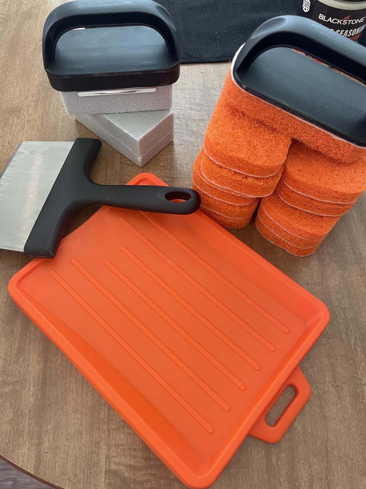 Upgraded Griddle Cleaning Kit for Blackstone 18 Pieces Flat Top Grill Accessories Cleaner Tool Set with Scraper, Heat-Resistant Silicone Spatula Mat with Hanger, Grill Brick, Scouring Pads customer photo 2