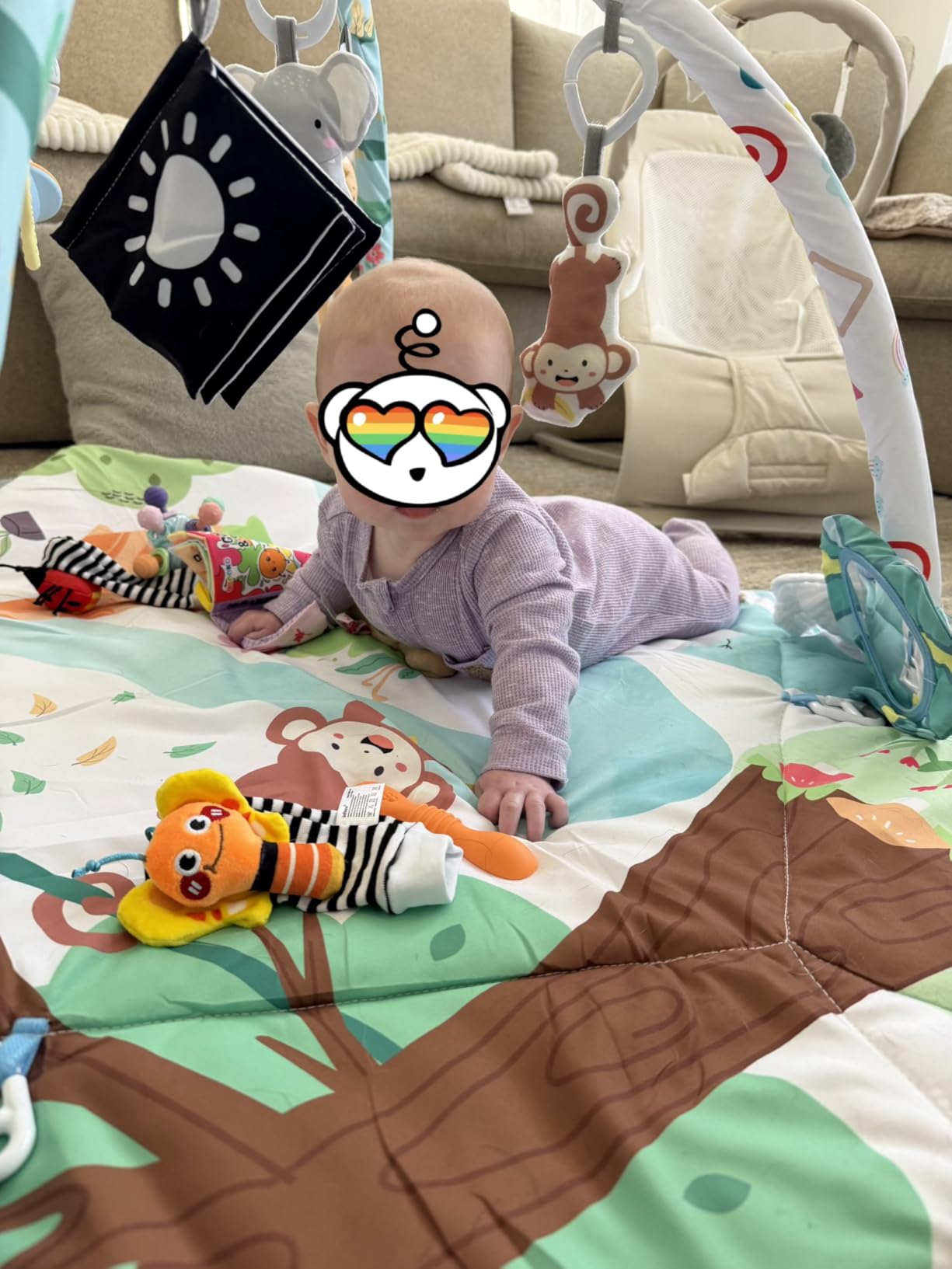 Baby Gym Play Mat, 8-in-1 Tummy Time Mat & Ball Pit with 6 Toys, Washable Baby Activity Play Mat for Visual, Hearing, Sensory, Motor Development customer photo 1