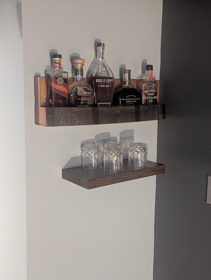 RELODECOR Liquor Bottle Display Shelf - Bar Shelf for Whiskey, Wine & Bourbon - Rustic Wall-Mounted Wooden Shelves, Countertop Rack, Stylish & Space-Saving Small Liquor Cabinet for Enthusiasts customer photo 2