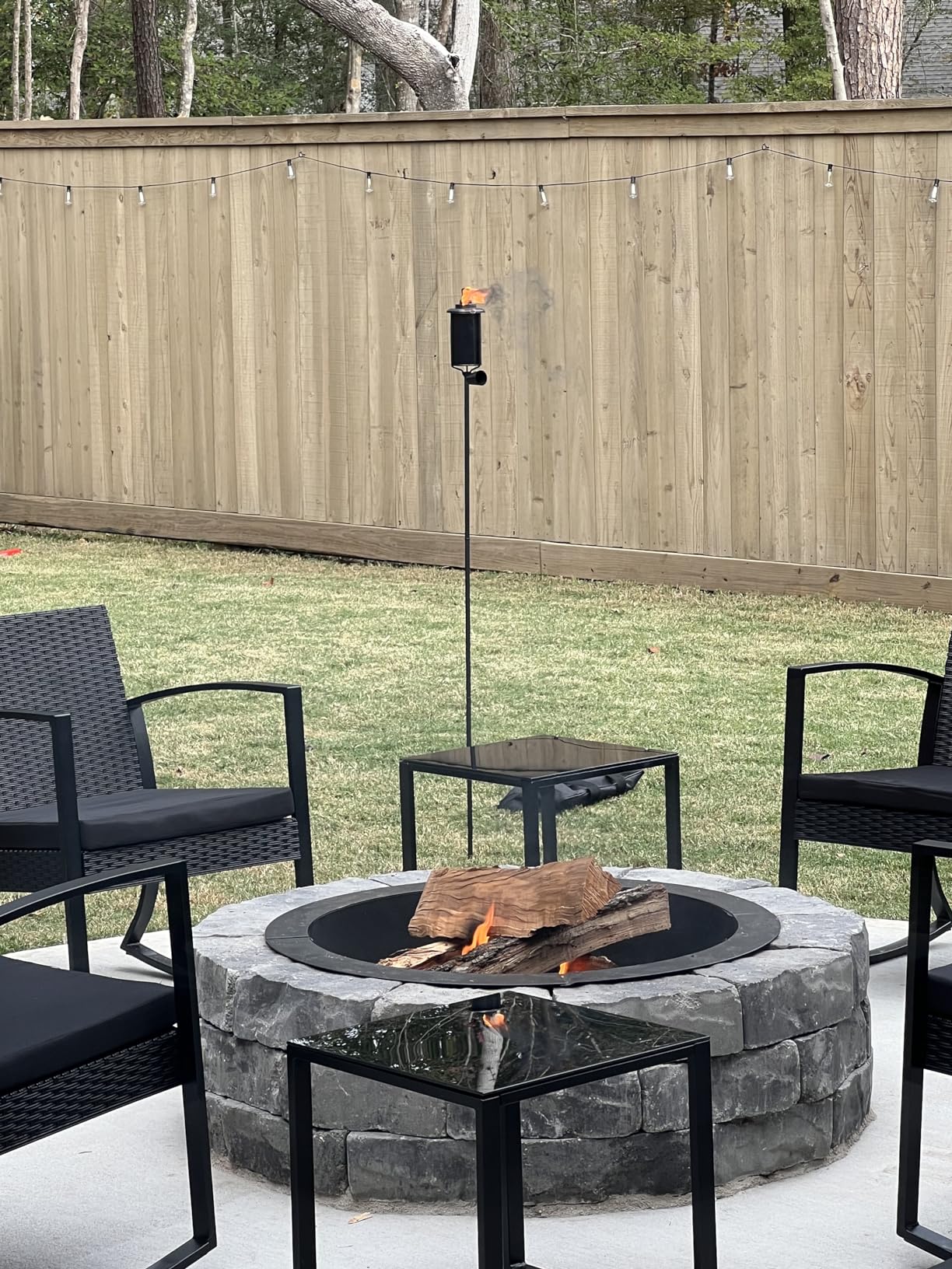 Home Garden Torch Set of 4, 16oz Outdoor Metal Torch Garden Décor, 59-Inch Upgraded Citronella Torches with 3-Prong Grounded Stake customer photo 2