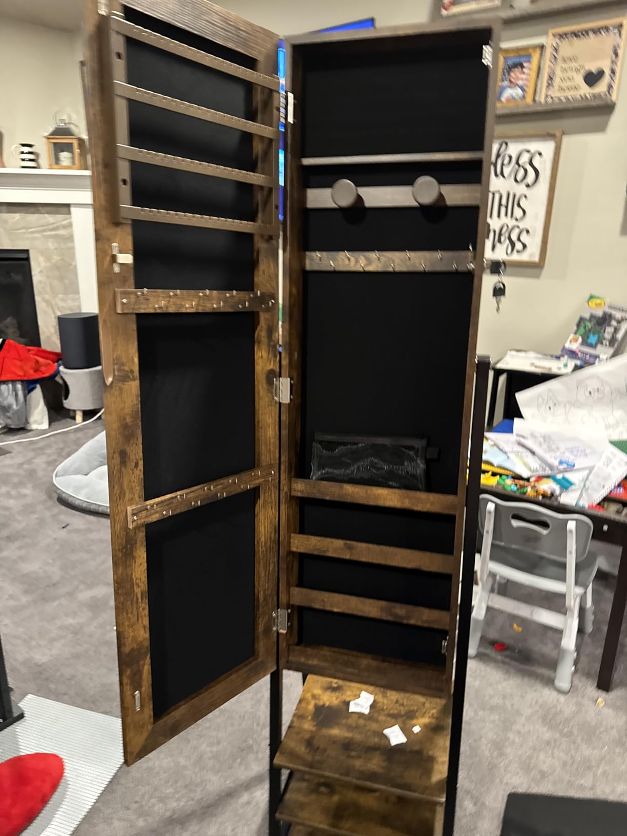 Nicetree Jewelry Cabinet Armoire with 2 Drawers, Lockable Standing Jewelry Mirror Cabinet, Full Length Mirror with Jewelry Storage, Rustic Brown customer photo 2