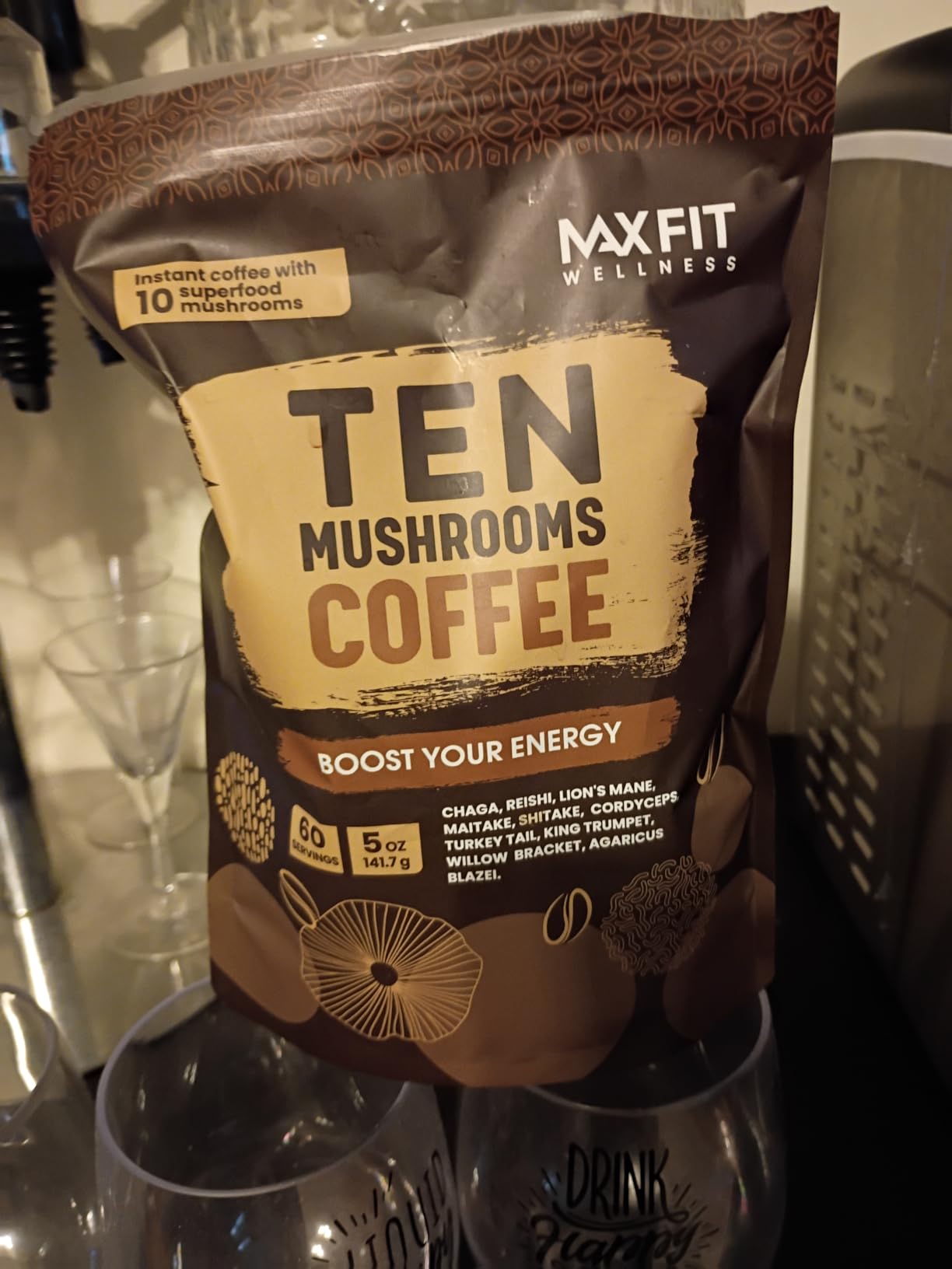 Mushroom Coffee (60 Servings) 10 Mushrooms (Lion's Mane, Cordyceps, Turkey Tail & Other) Mixed With Gourmet Arabica Instant Immune Boosting Coffee for Focus & Gut Health Support customer photo 2