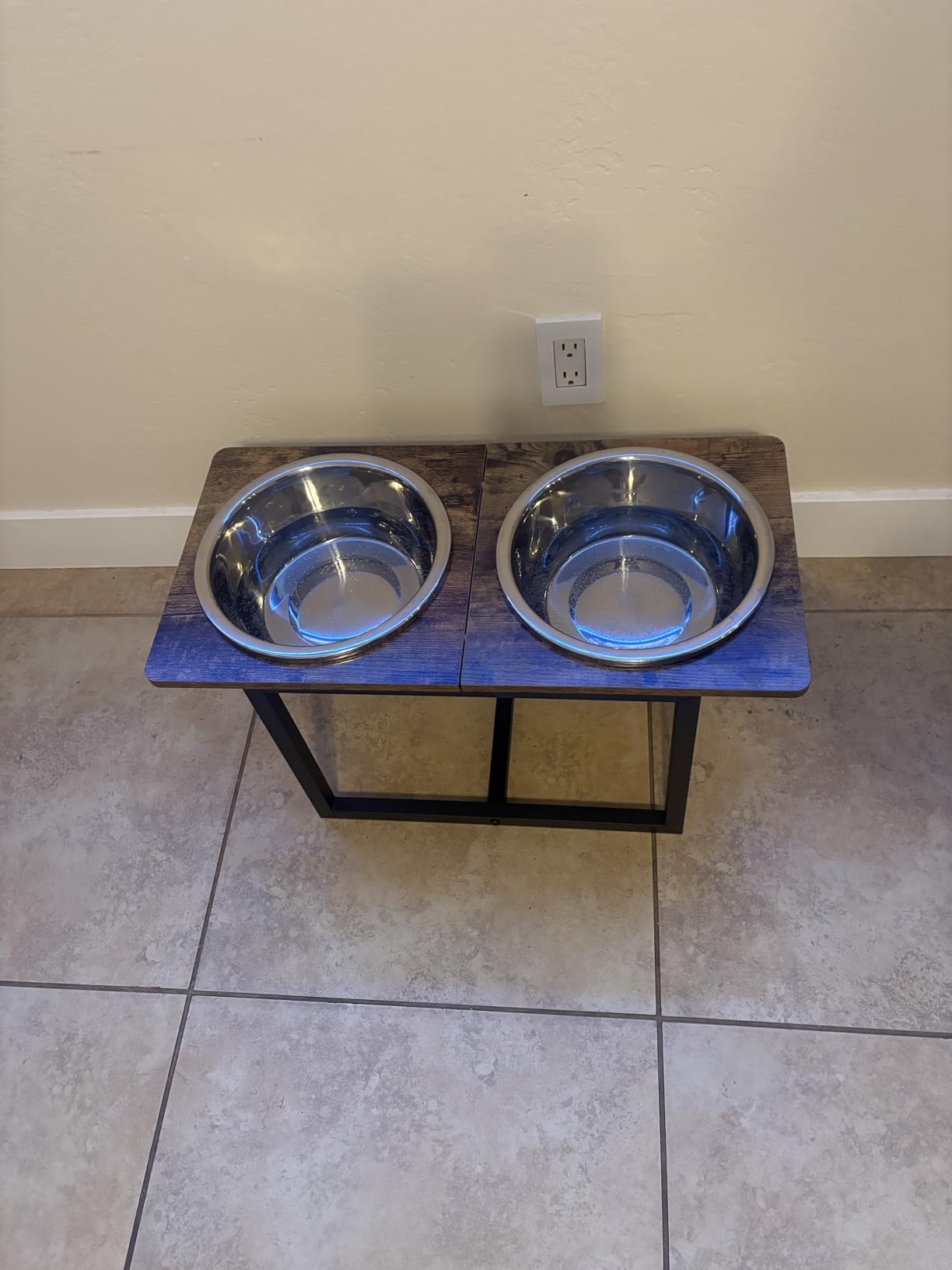 Spacnom Elevated Dog Bowls for Large Dogs, Raised Dog Bowl Stand with Two X-Large Stainless Steel Bowls for Dogs, 3.5L Capacity, Rustic Walnut customer photo 2