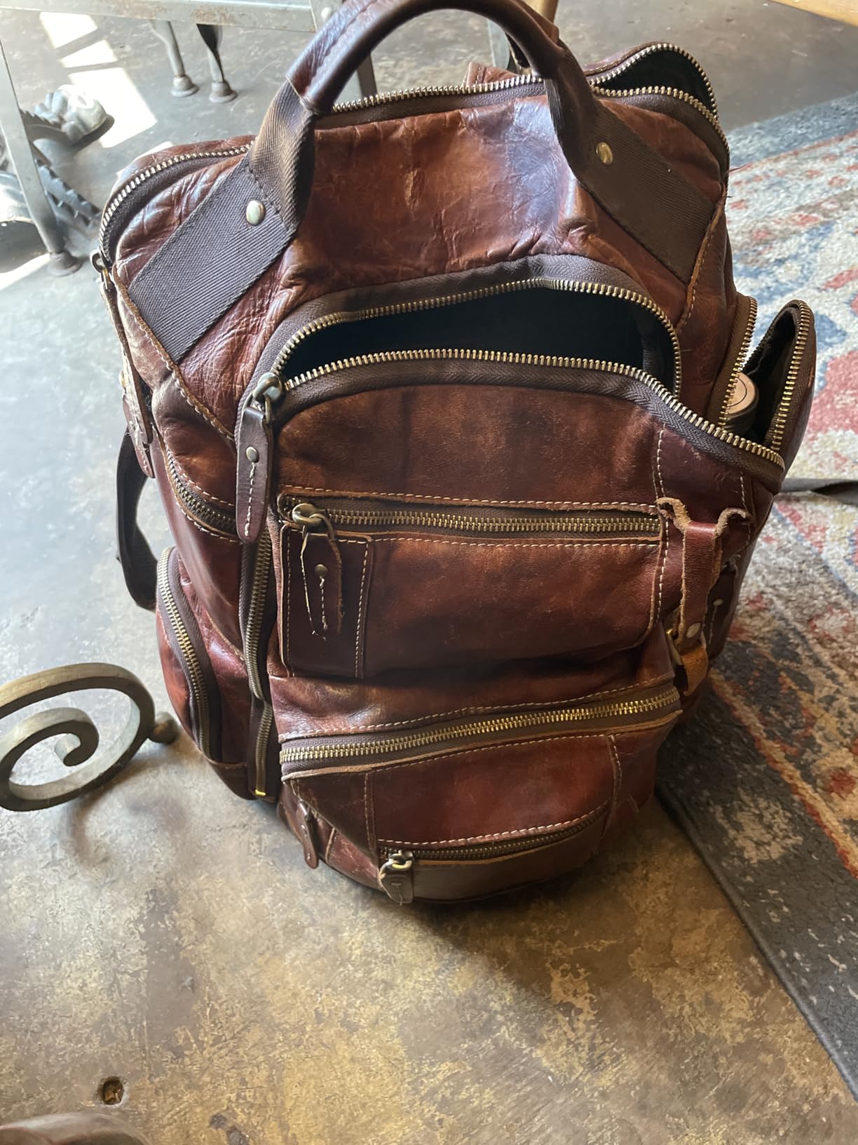 Vintage Genuine Leather Backpack for Men, 15.6