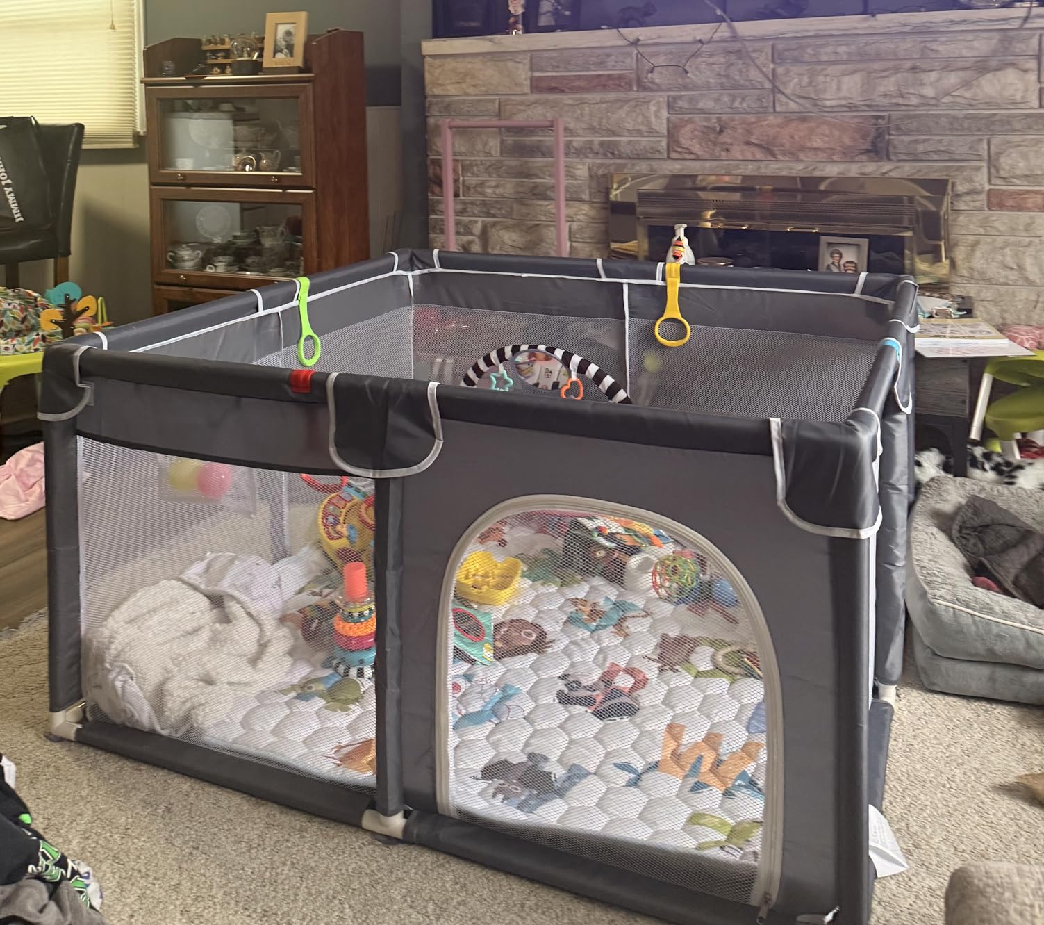 Orian Baby Playpen 50x50 Large Play Yard for Babies and Toddlers, Indoor Outdoor Playpen, Sturdy Baby Play Pen with Mesh Sides, Safe Baby Fence Play Area, Assembly Required/Not Portable, w Storage Bag customer photo 1