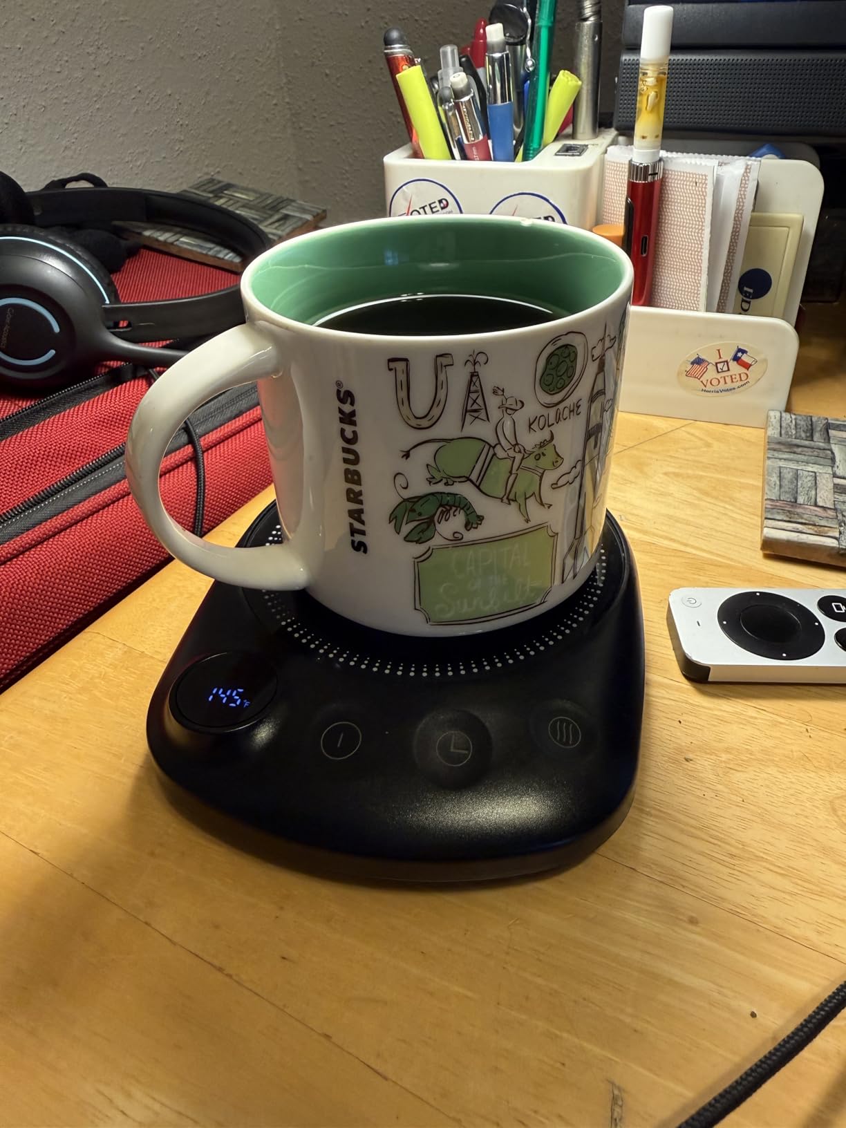 Coffee Mug Warmer - Fastest Heating & Highest Temperature, Coffee Cup Warmer for Desk Auto Shut Off, 4 Temp Settings & 1-12H Timer, Smart Electric Beverage Warmer for Coffee, Tea (Black) customer photo 1