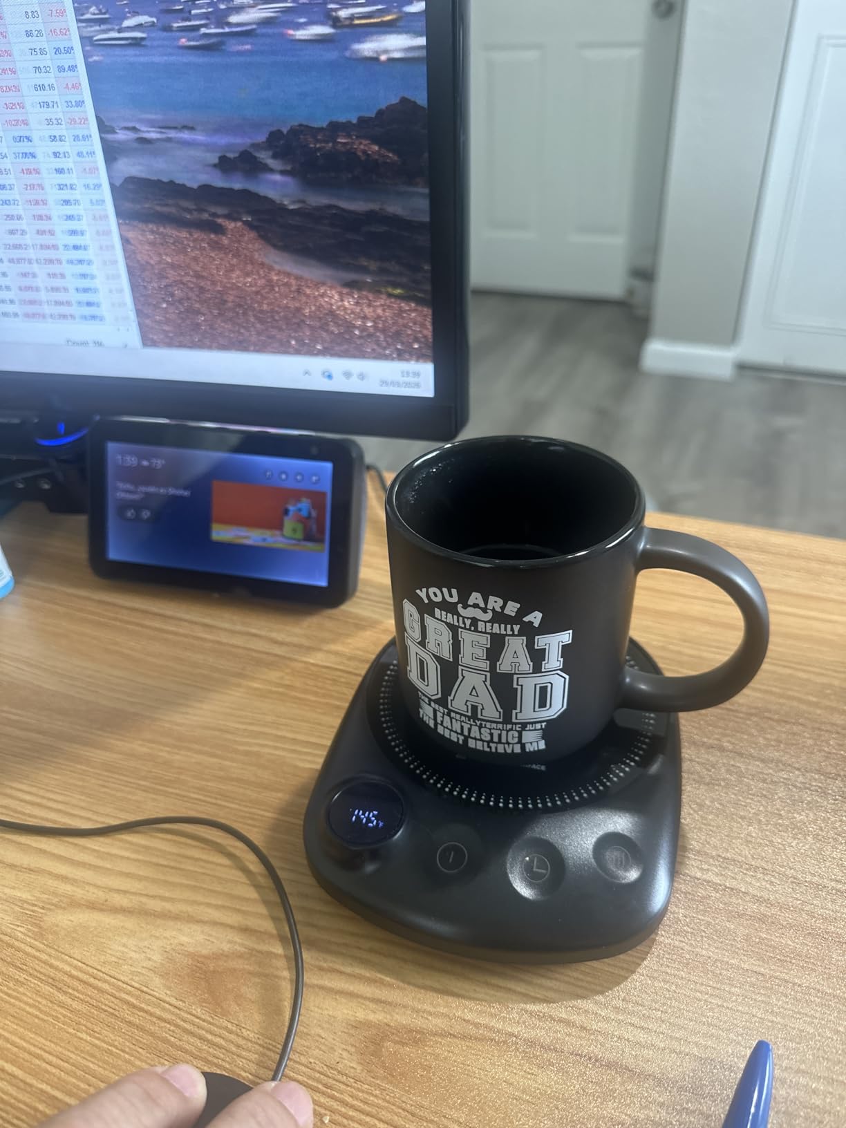 Coffee Mug Warmer - Fastest Heating & Highest Temperature, Coffee Cup Warmer for Desk Auto Shut Off, 4 Temp Settings & 1-12H Timer, Smart Electric Beverage Warmer for Coffee, Tea (Black) customer photo 2