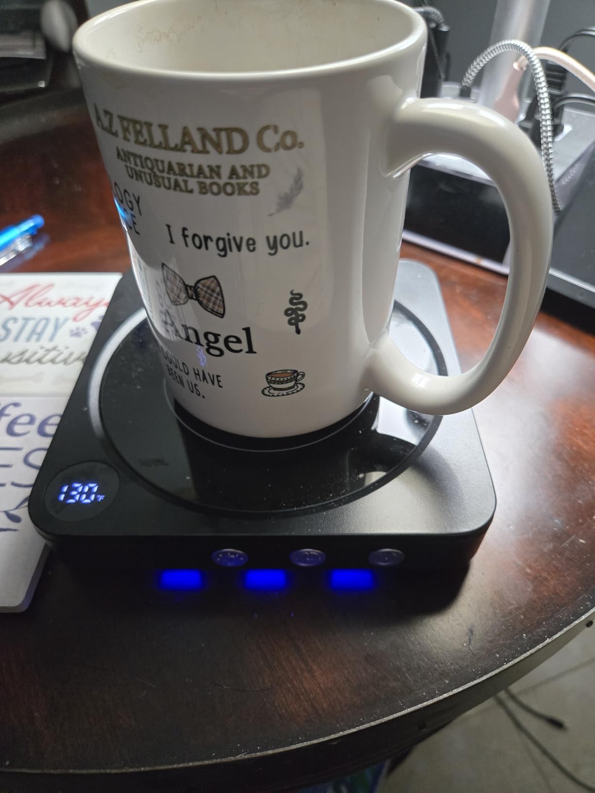 Mug Warmer - 36W Coffee Mug Warmer for Desk with Temperature Display, 2-12Hrs Auto Shut Off, Smart Candle Warmer - Ideal Coffee Gifts Accessories Keep Beverages Coffee Warmer (Wood) customer photo 1