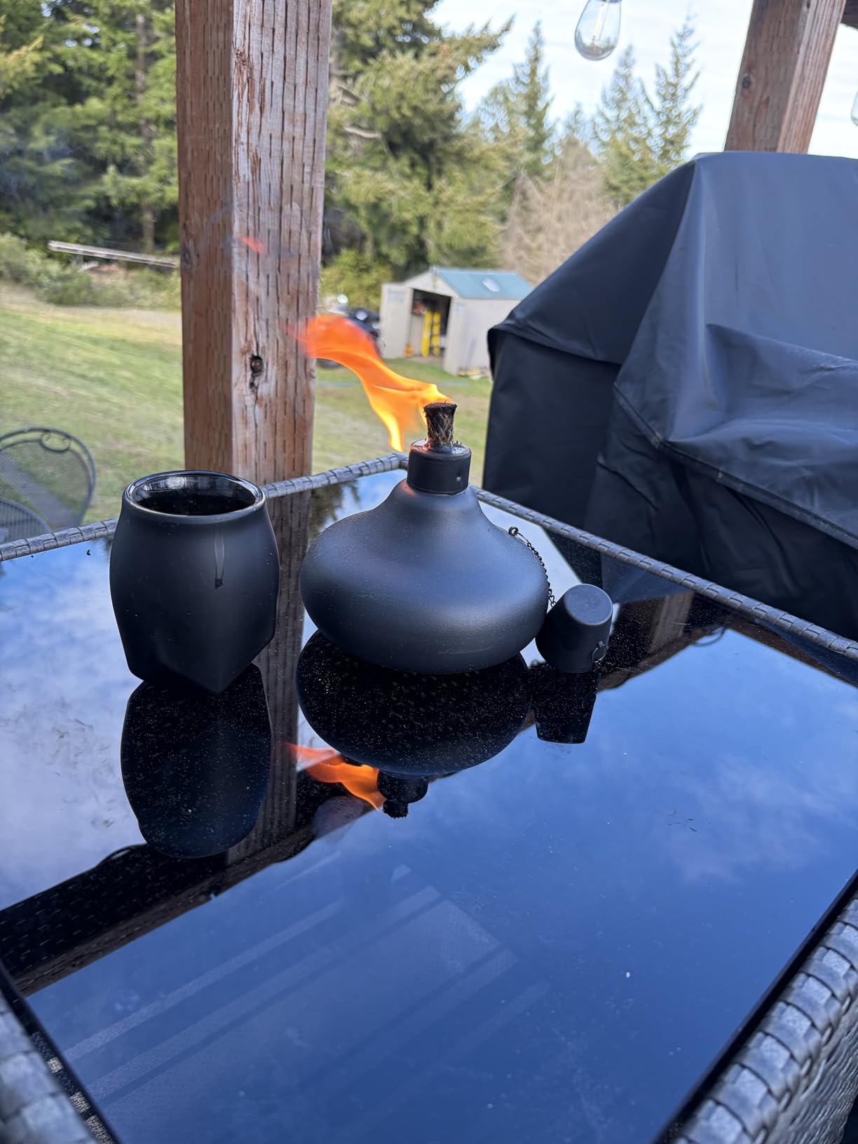 6 Pack Metal Table Top Torches, 24.5oz Citronella Torches for Outside, Refillable Flame Light Torch, Decorative Tabletop Lantern for Yard, Patio, Deck, Garden, Party, Landscape customer photo 1