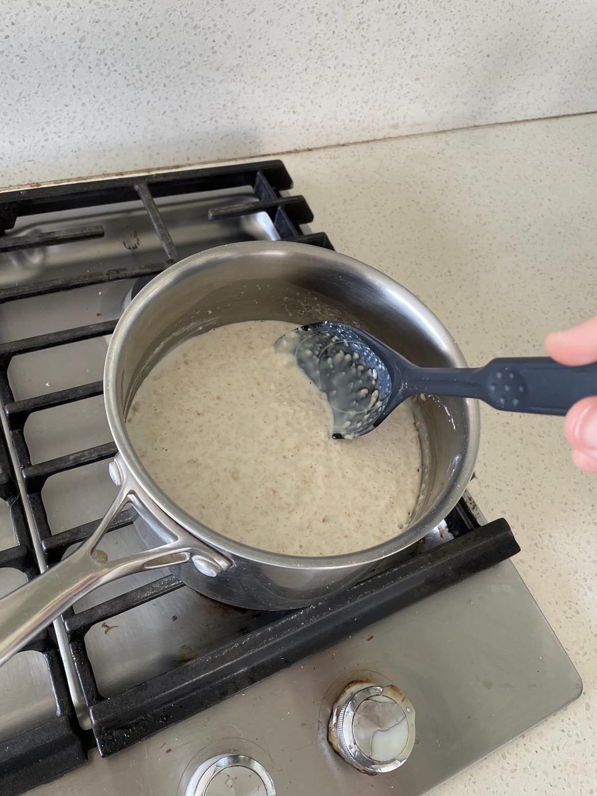 Large Silicone Cooking Spoon, Non-Stick Solid Spoon set with Deep Bowl and Measurement Mark for Mixing, Serving, Draining, Scooping, Scraping, Heat Resistant Kitchen Utensils, Black customer photo 2