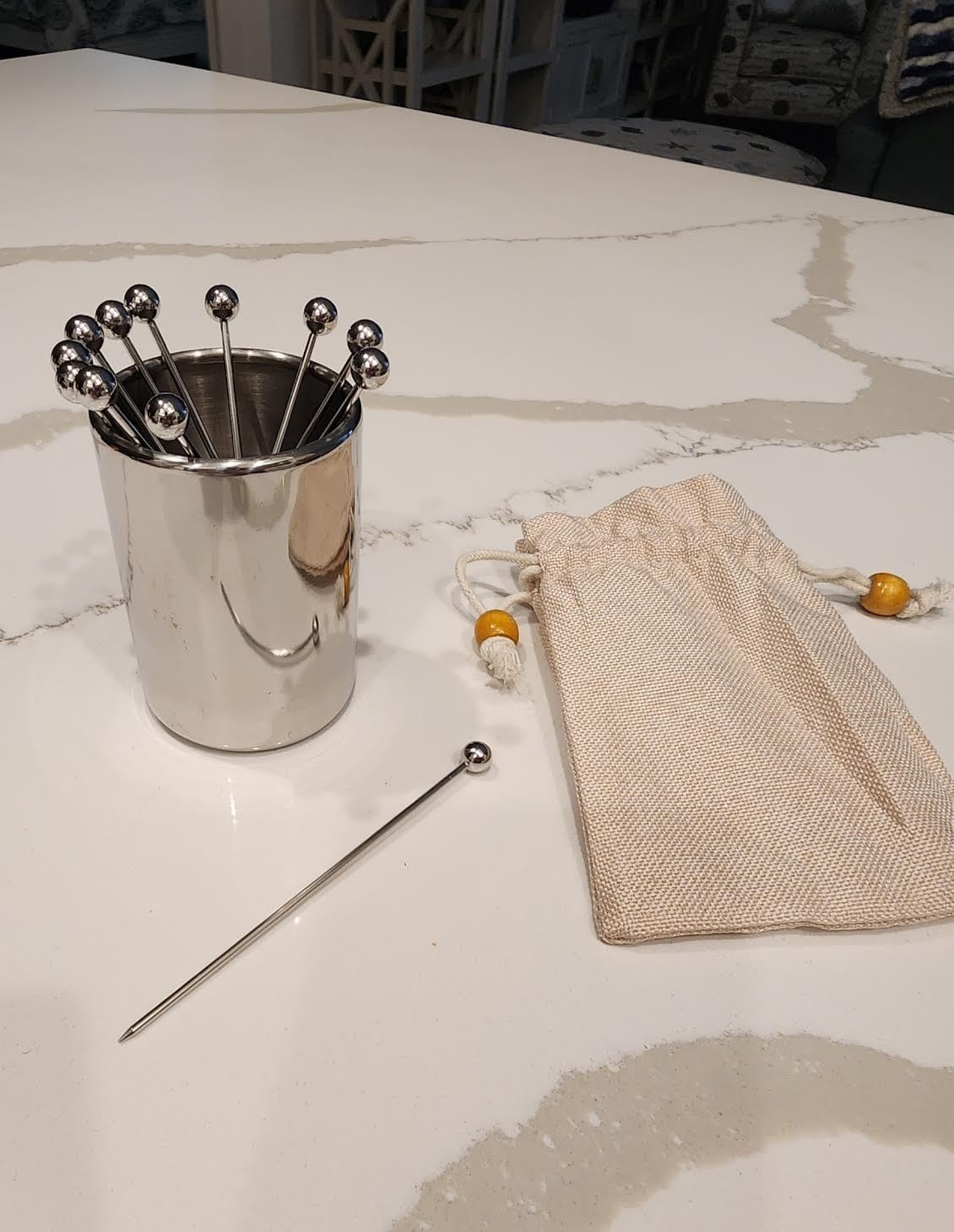 Lexenic Metal Cocktail Picks 12Pack+Holder Kit,Premium 304 Stainless Steel Reusable Appetizer Skewers Set for Sandwiches, BBQ Snacks, Cocktails. (4.3 inch) customer photo 1