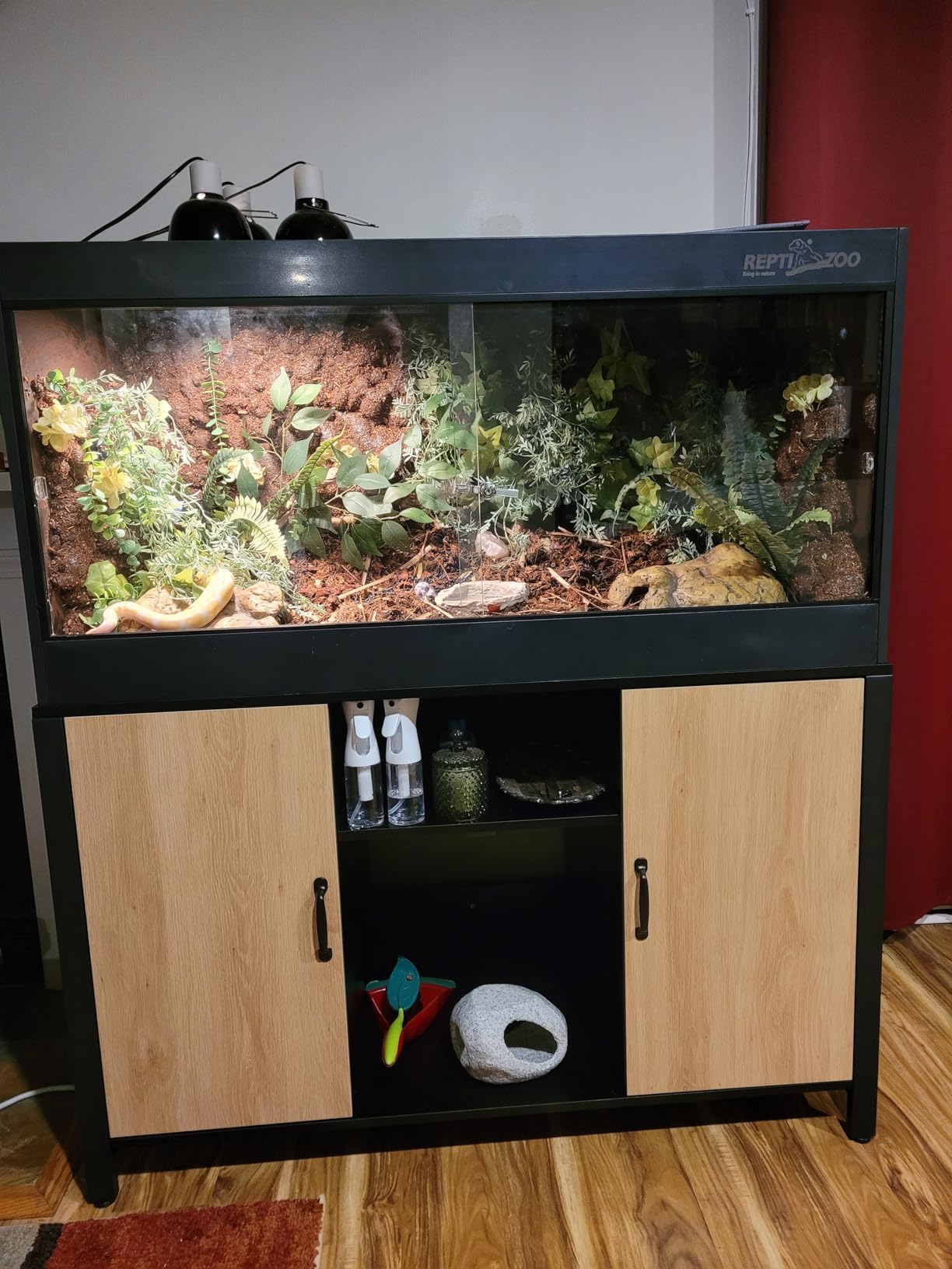 REPTI ZOO 50 Gallon PVC Reptile Enclosure, 36x18x18 inch Reptile Tank for Ball Python Bearded Dragon Snake Gecko with Glass Sliding Door & Top Screen Ventilation customer photo 2