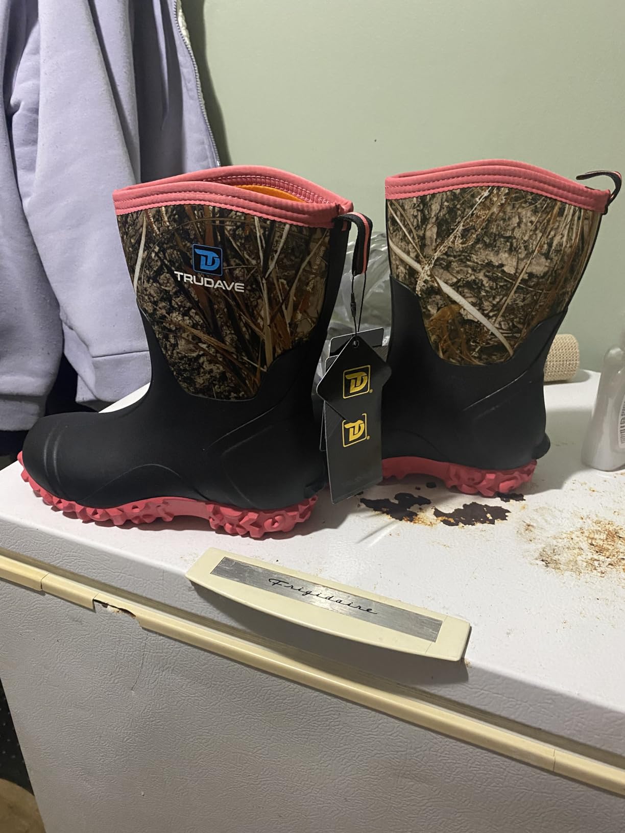 Rubber Boots for Women with Steel Shank, 6mm Neoprene Mid Calf Rain Boots, Waterproof Insulated Mud Work Boots All Season, Size 5-11 customer photo 1