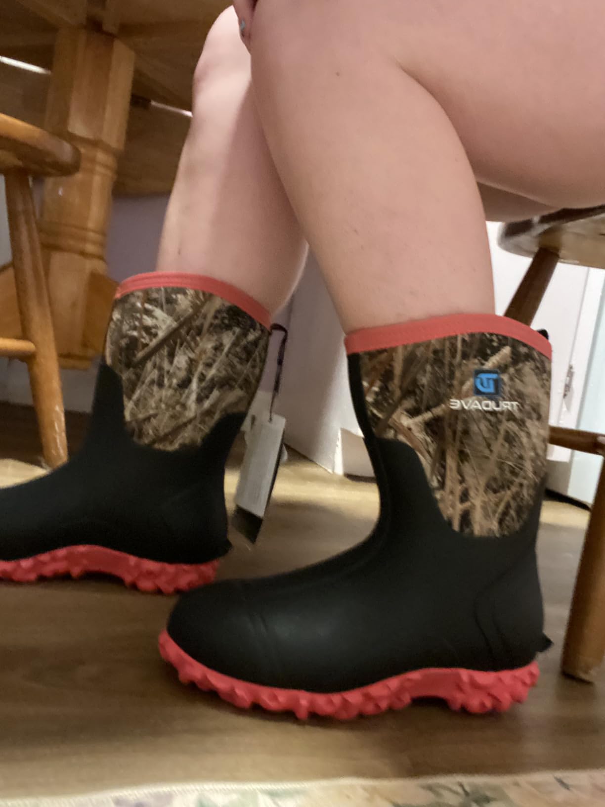 Rubber Boots for Women with Steel Shank, 6mm Neoprene Mid Calf Rain Boots, Waterproof Insulated Mud Work Boots All Season, Size 5-11 customer photo 2