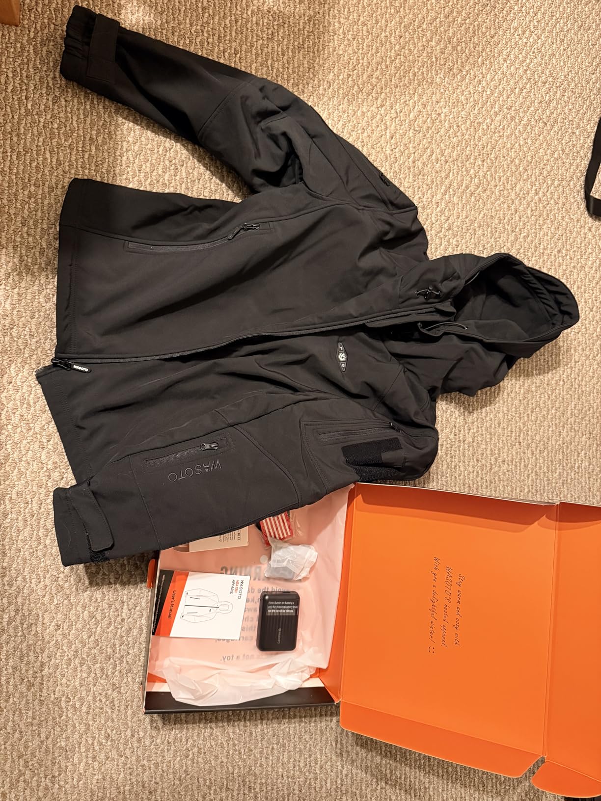 WASOTO Heated Jackets for Men with 9V 18400mAh Battery Pack Included Windproof Waterproof with Foldable Hood for Snowboarding customer photo 1