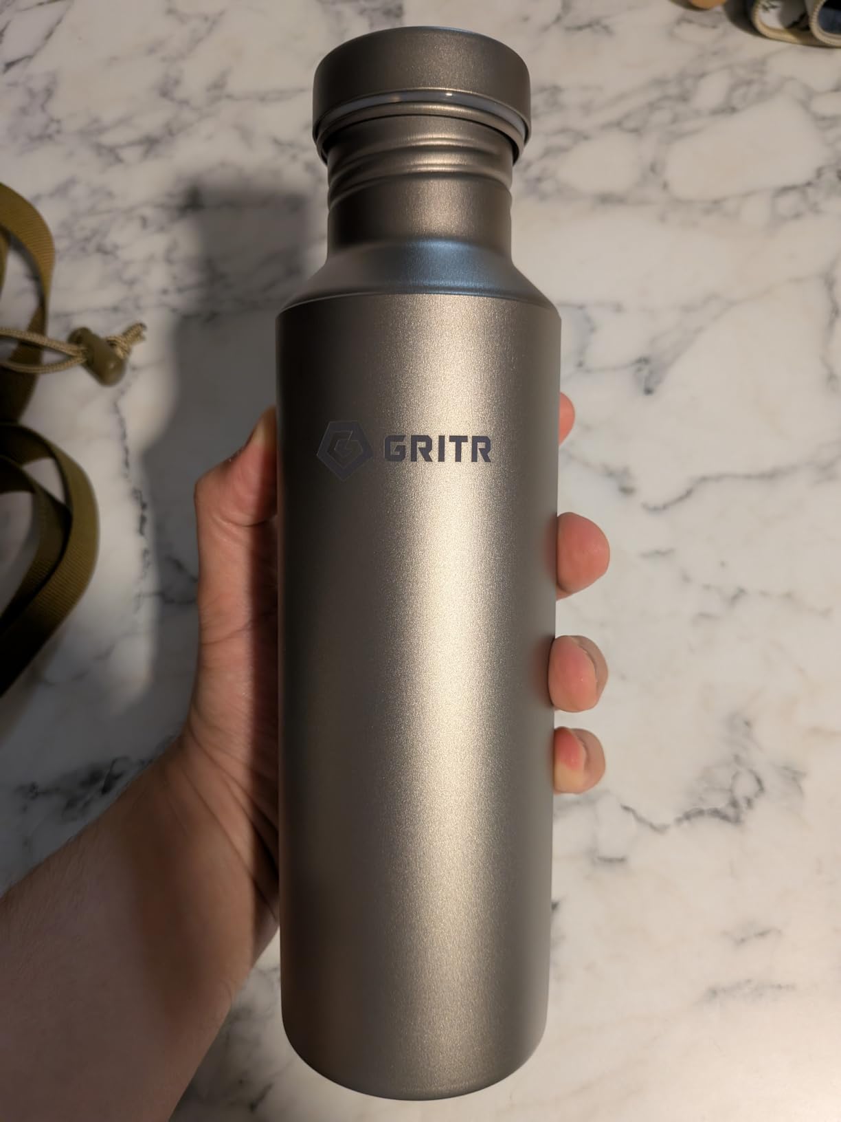 GRITR Titanium Sport Water Bottle 24 fl oz/700 ml w/Nylon Carrier | Ultralight Leakproof Reusable Outdoor Accessory for Traveling, Camping, Backpacking, Hiking, Sports, Everyday Use customer photo 1