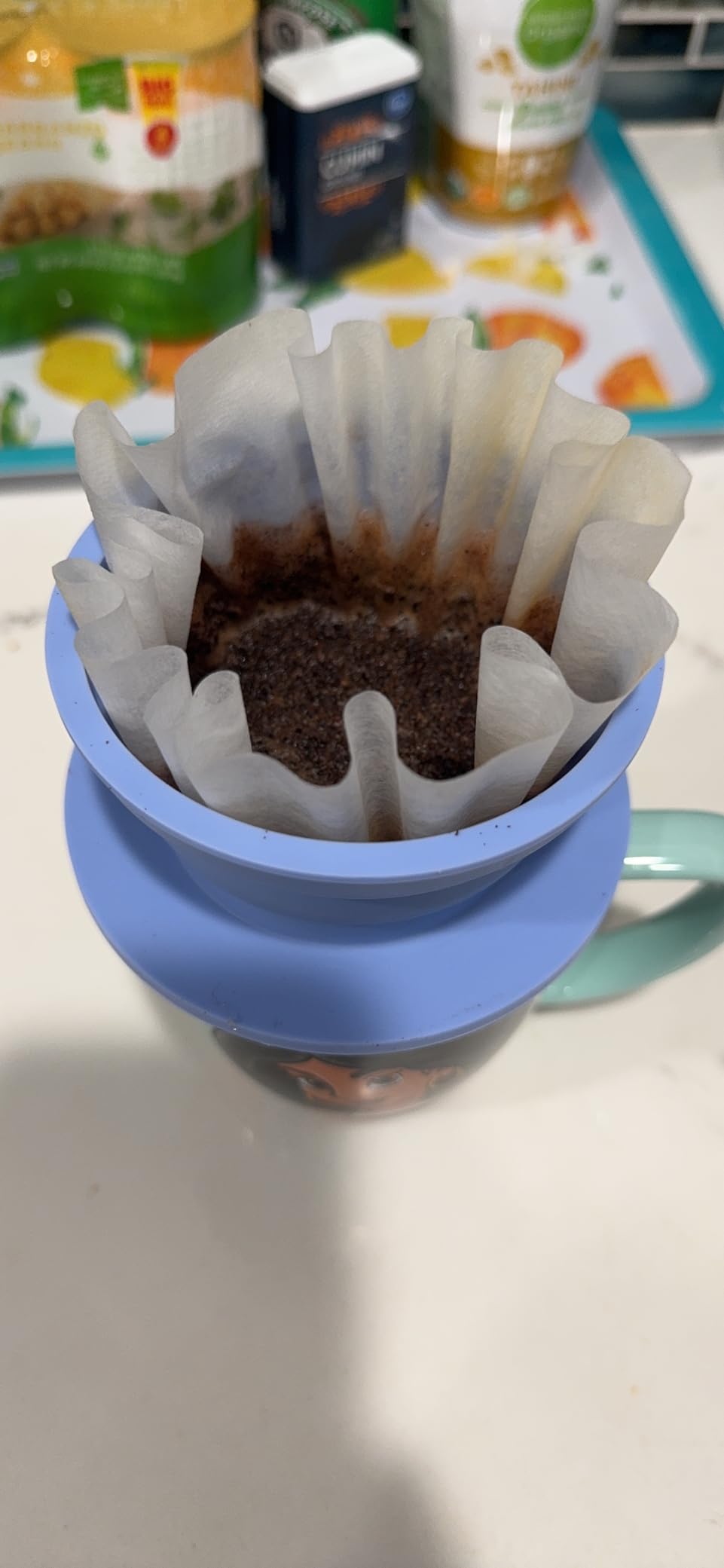 Collapsible Paperless Pour Over Coffee Dripper, Single Cup Travel Pour Over Coffee Maker Camping, Portable Silicone PourOver Coffee Filter with Reusable Metal Mesh Filter (Blue) customer photo 2