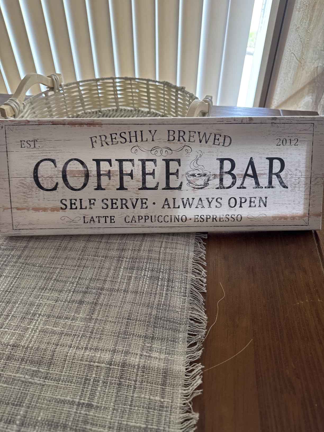 Coffee Tea Cocoa Bar Sign Decor - Farmhouse Wall Plaque with Wood Grain Retro Cafe Canvas Prints for Bar Decor Open Daily Self Serve Kitchen Cafe Pub Nook Decoration Accessories 6