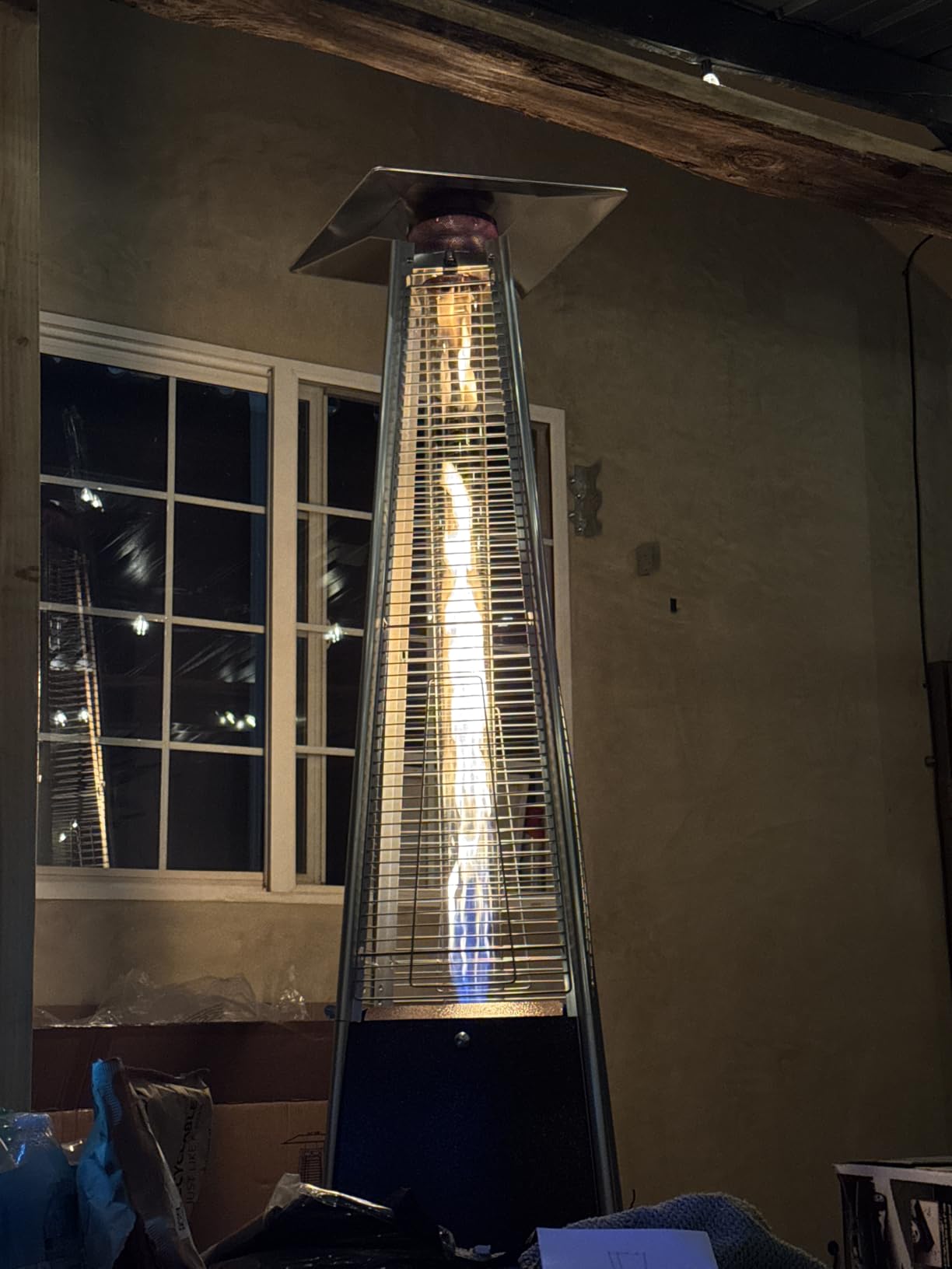 FOOWIN Patio Heater, 48,000 BTU Outdoor Heater with Wheels, Propane Patio Heater w/Waterproof Cover & Gloves, Quartz Glass Tube Pyramid Outdoor Heater for Party, Backyard, Garden, Bronze customer photo 2