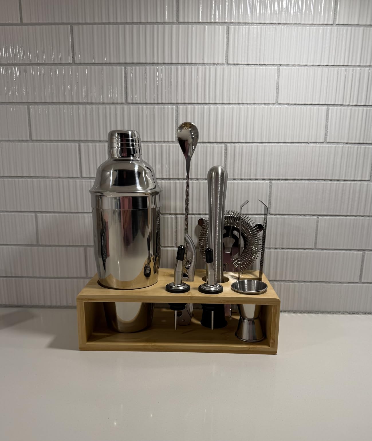 Black Cocktail Shaker Set, Premium 18/8 Stainless Steel Mixology Bartender Kit with Stylish Bamboo Stand 10-Piece Bar Tools & Accessories for Home Bar for Men, Dad, Husband customer photo 1