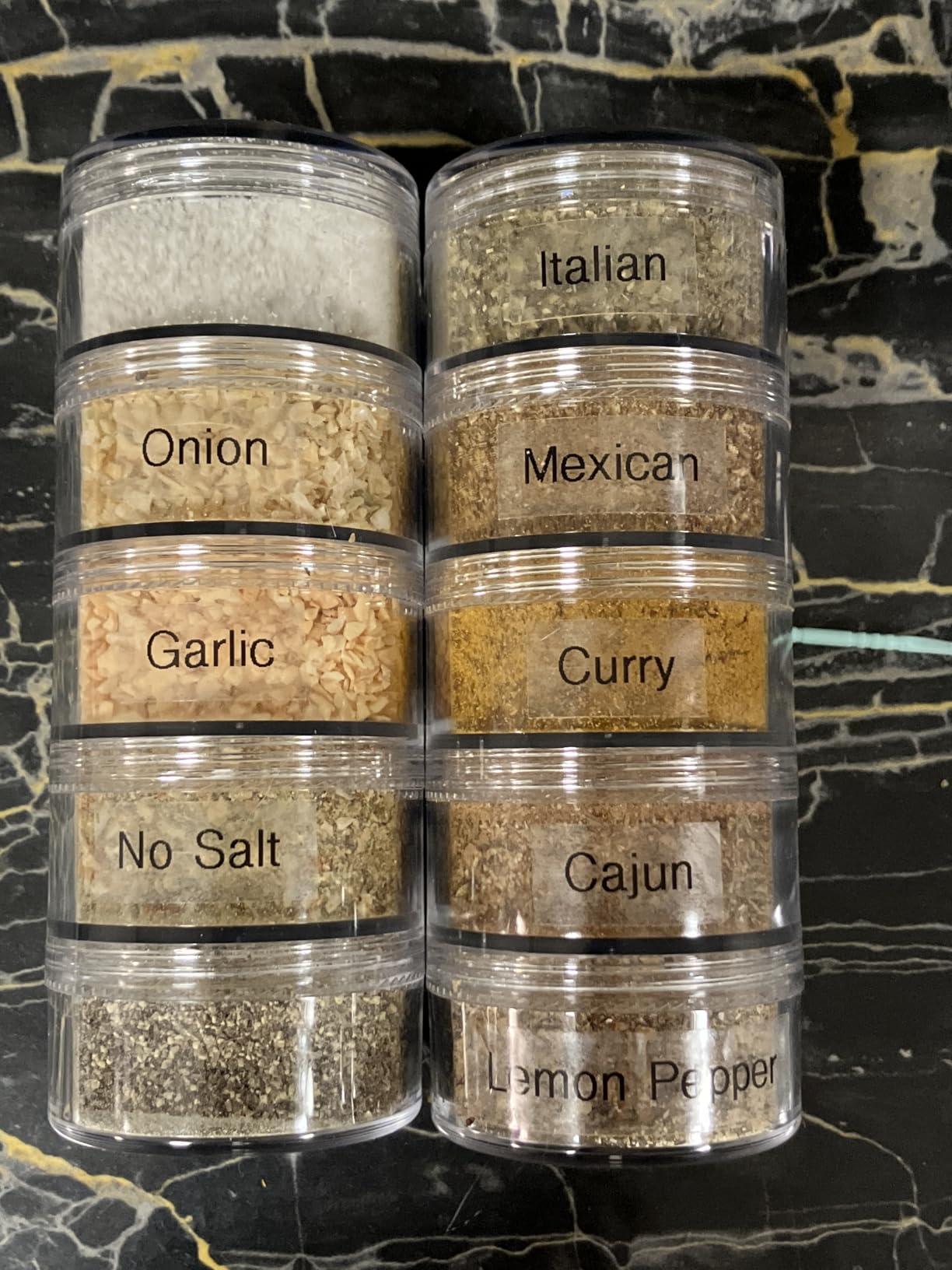 2 Sets 5 Layers Clear Portable Travel Spice Jars, Multi Camping Spice Containers with Organizer Bag, Stackable Spice Salt and Pepper Set for Outdoor Cooking, Camping, Traveling, Barbecuing customer photo 2