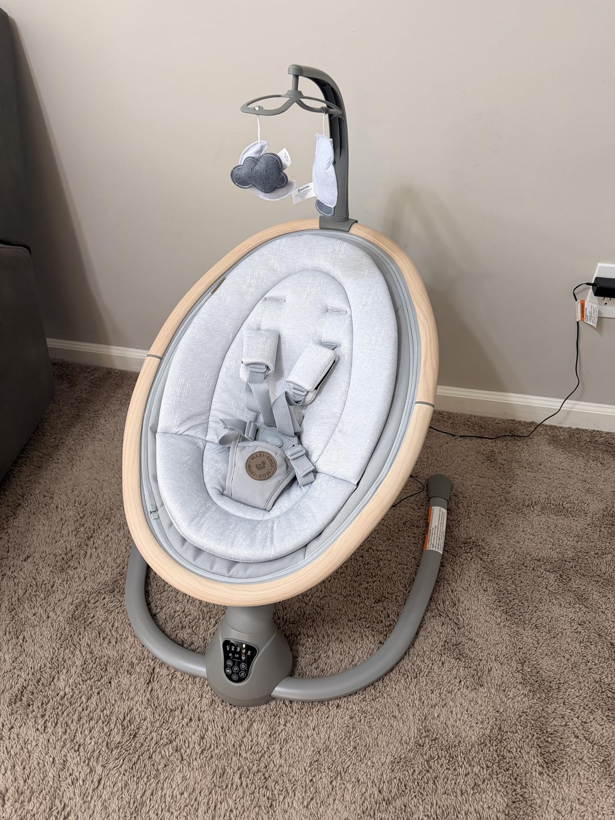 Maxi-Cosi Cassia Baby Swings for Infants: Smart Portable Baby Swing with Music, Lightweight & Foldable Baby Swing, 360 Rotation Infant Swing, Classic Oat customer photo 1