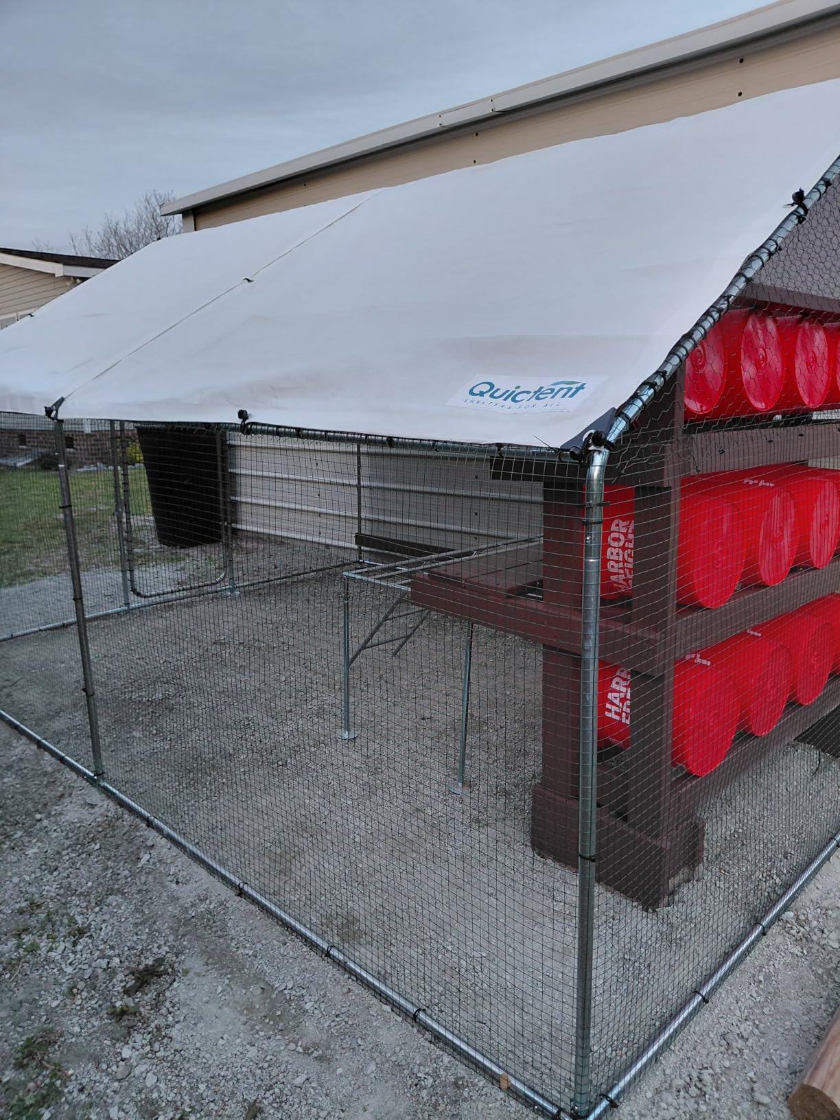 Quictent Large Metal Chicken Coop Run for 30+ Poultry with Side Hardware Cloth & Waterproof Cover, Advanced Series Outdoor Walk-in Cage Hen Duck Rabbit Dog Pen Yard Farm House, 18x9x6.6FT customer photo 2