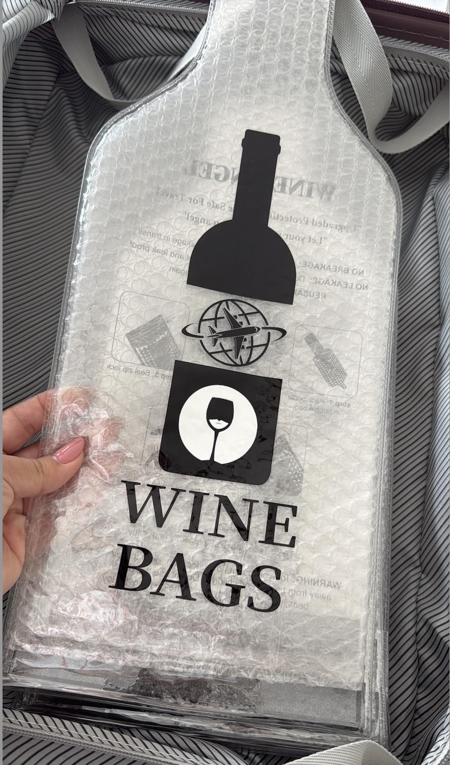 Wine Bags for Travel, 3 Set Reusable Wine Bottle Travel Protector Bags, Double Layer Leak Proof Wine Travel Bags for Wine Bottles Airplane Car Cruise Safety Impact Resist, Wine Sleeves for Suitcase customer photo 2