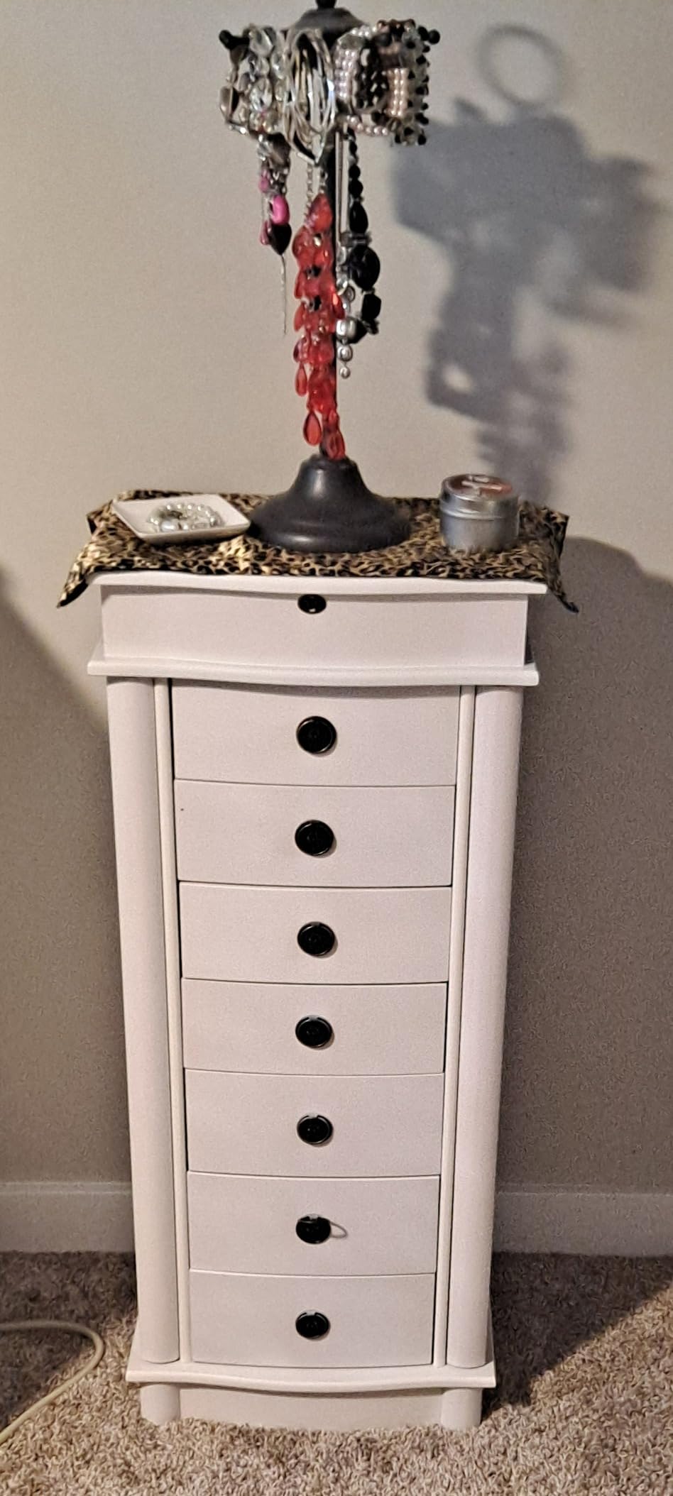 Hives and Honey Nora Jewelry Armoire Cabinet with Mirror - 7 Drawers, Locking Top, Necklace Hooks, Anti-Tarnish Felt - Traditional Standing Jewelry Organizer, Walnut customer photo 1