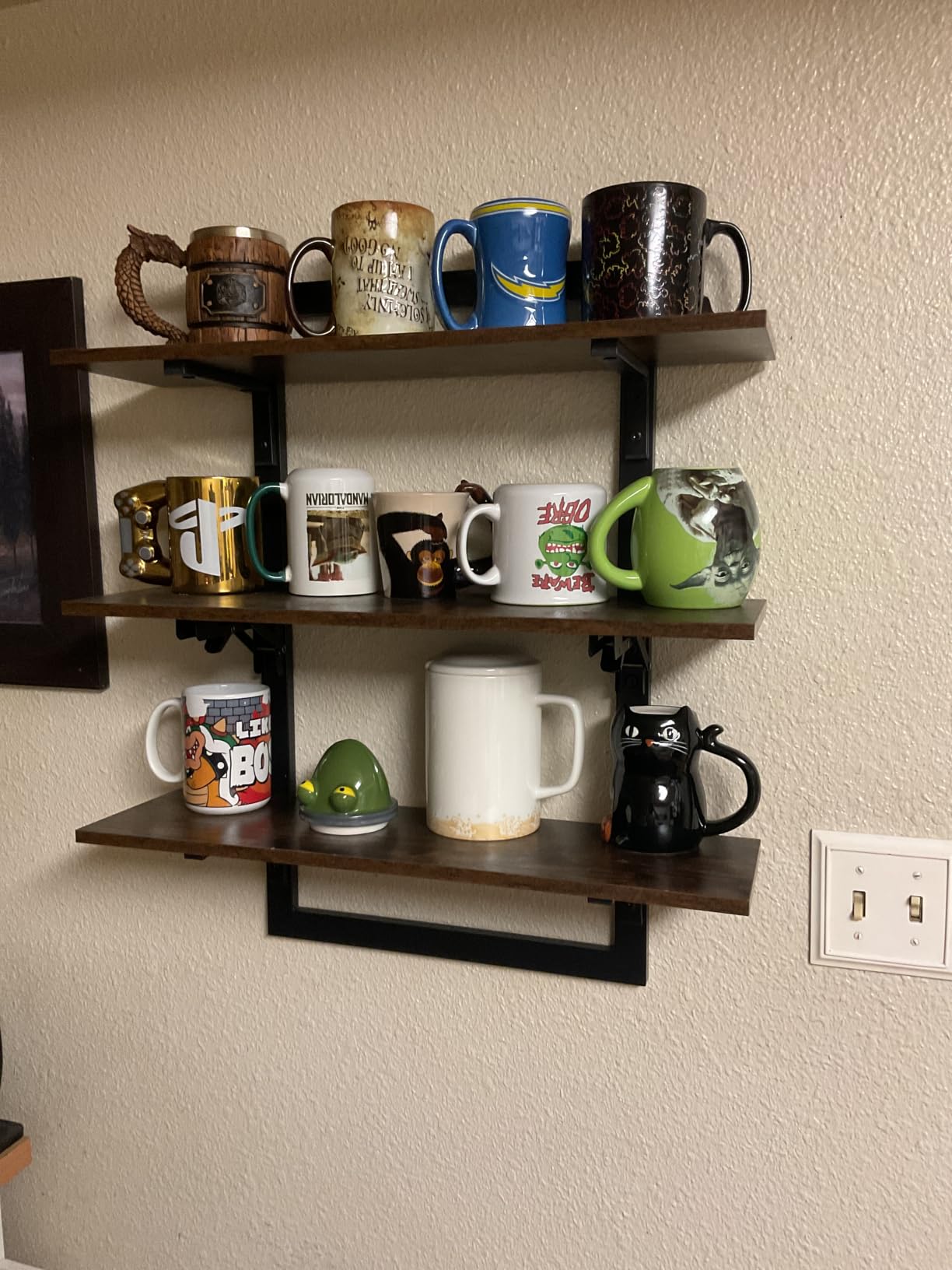 Bestier Floating Shelves for Wall, 24 inch Kitchen Shelves Wall Mounted, 3 Tier Coffee Bar Shelf with Foldable Brackets, Industrial Display Shelf for Bathroom, Living Room, Rustic Brown customer photo 1